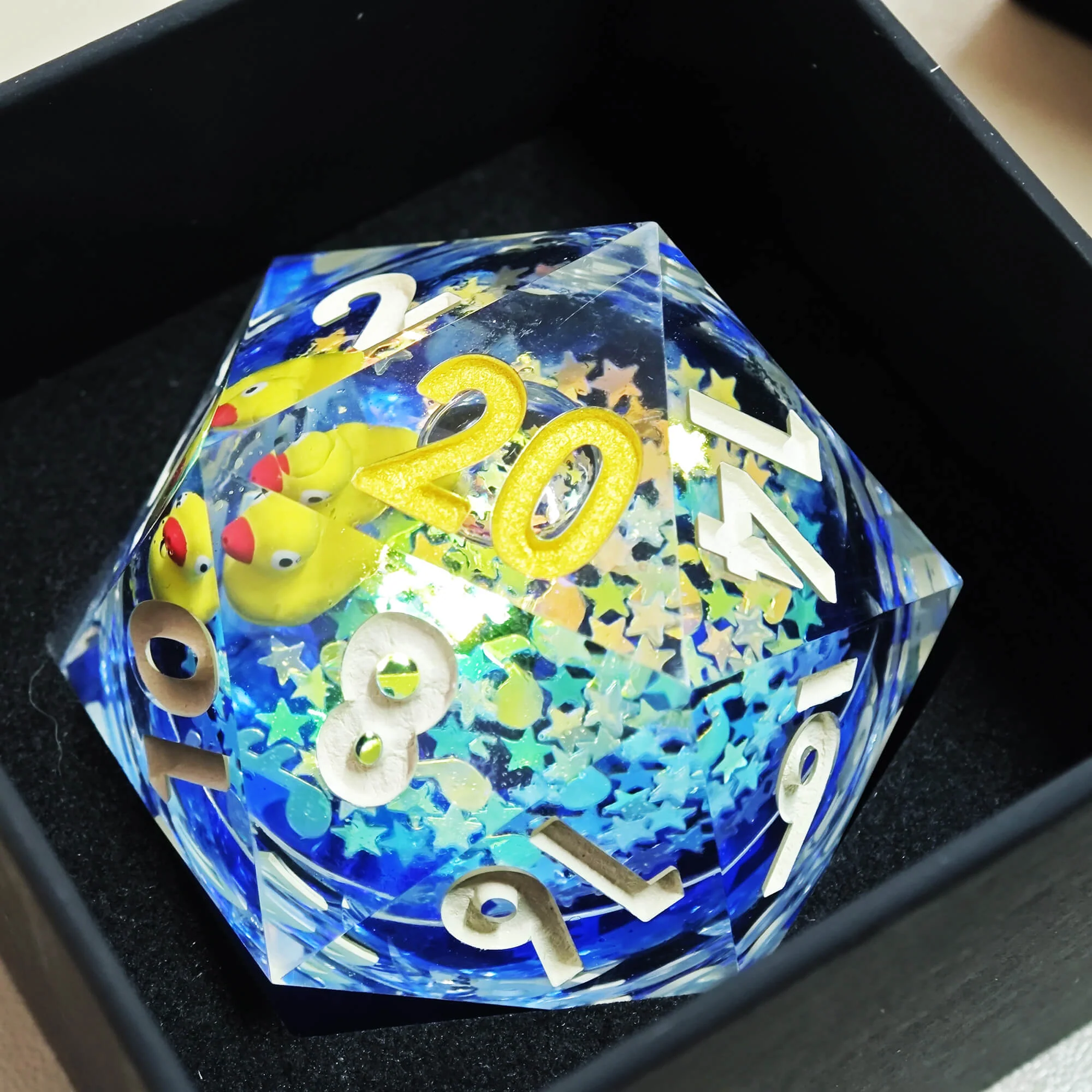 50mm Polyhedral Yellow Duck Liquid Core Huge D20 Dice DND For TRPG - Image 5