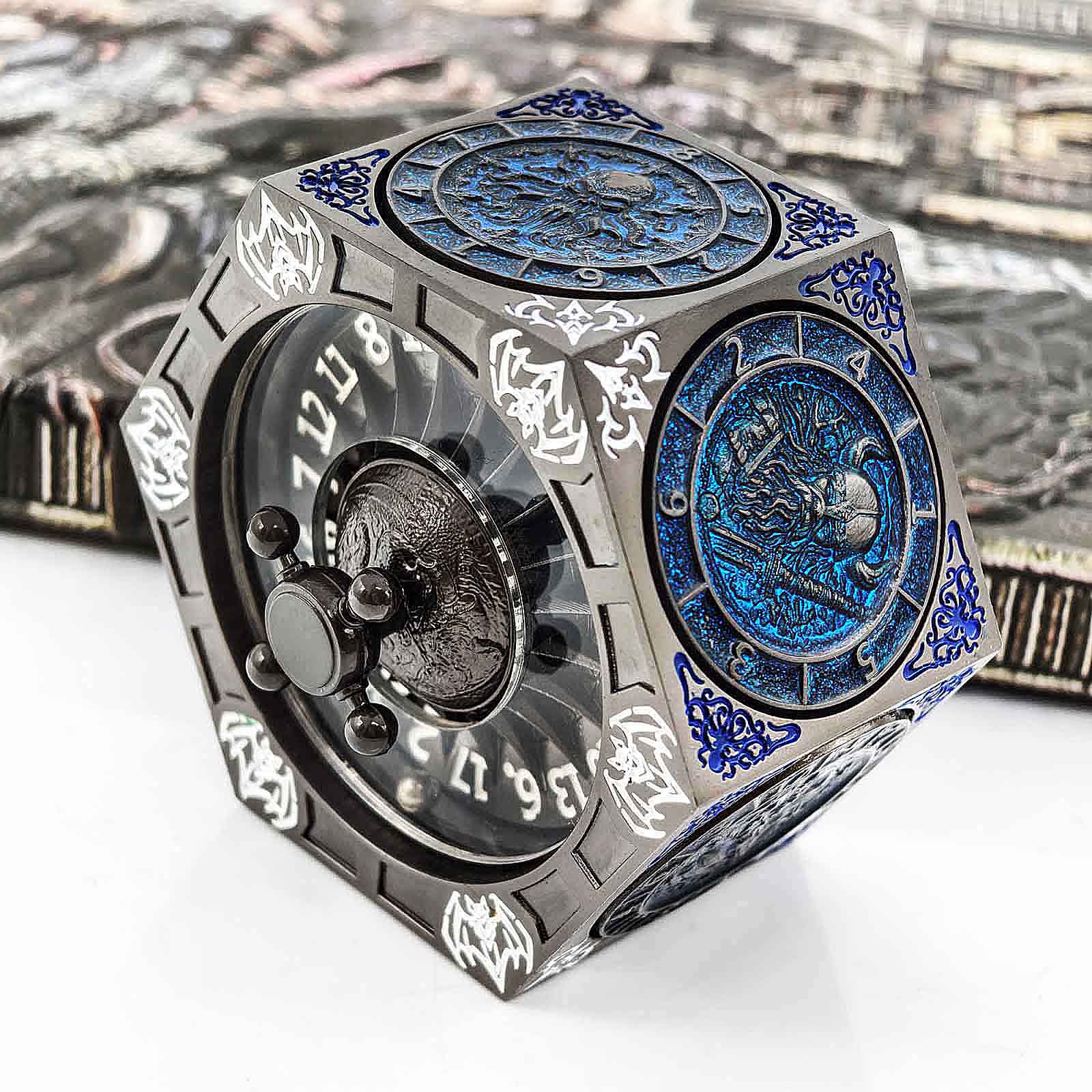 7 in 1 Odin and the Raven Bat Cthulhu Dragon Metal DnD Roulette Wheel Dice 8-sided - Image 13