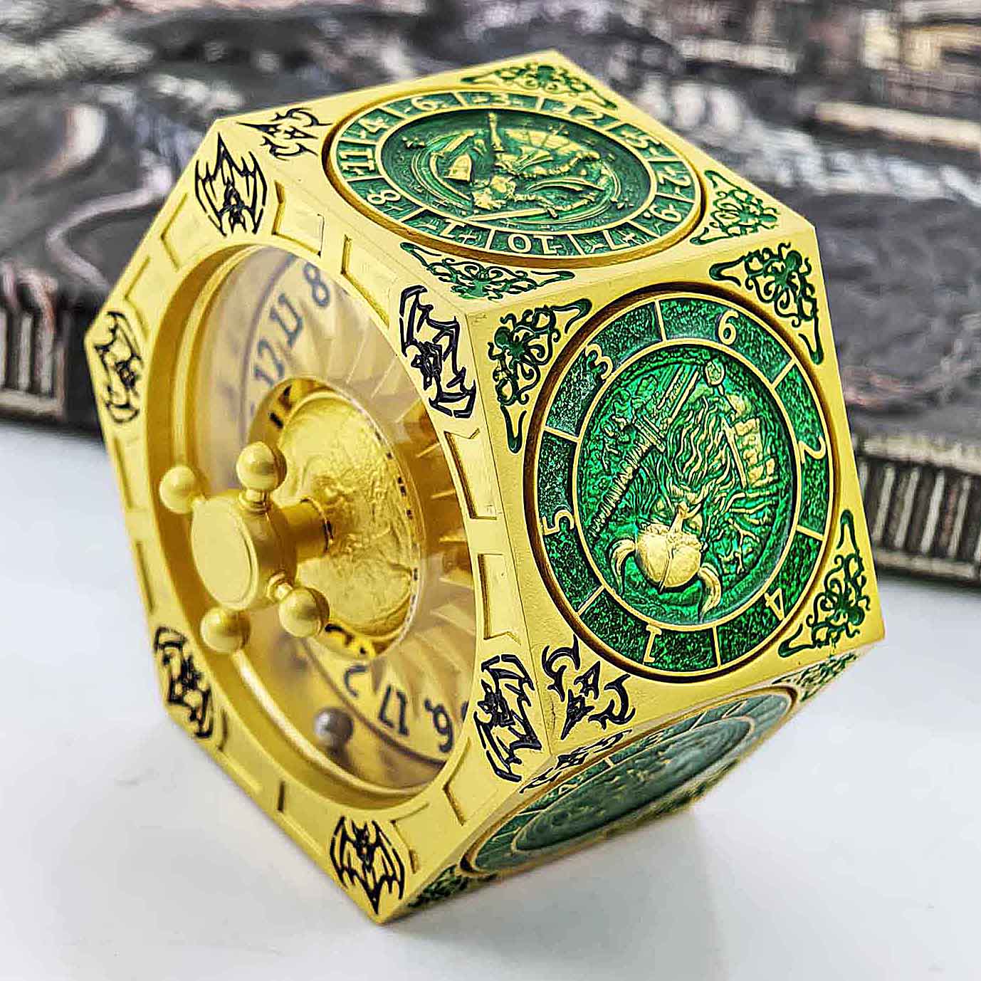 7 in 1 Odin and the Raven Bat Cthulhu Dragon Metal DnD Roulette Wheel Dice 8-sided - Image 23