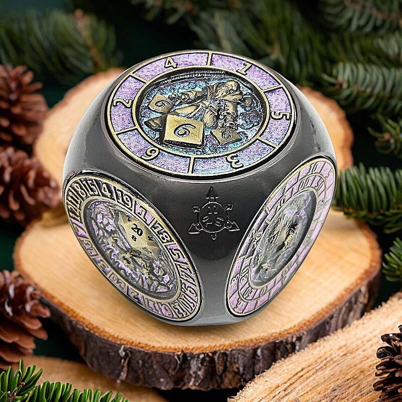 7 in 1 Rounded Cube 6-sided Rotating DND Metal Dice - Image 9