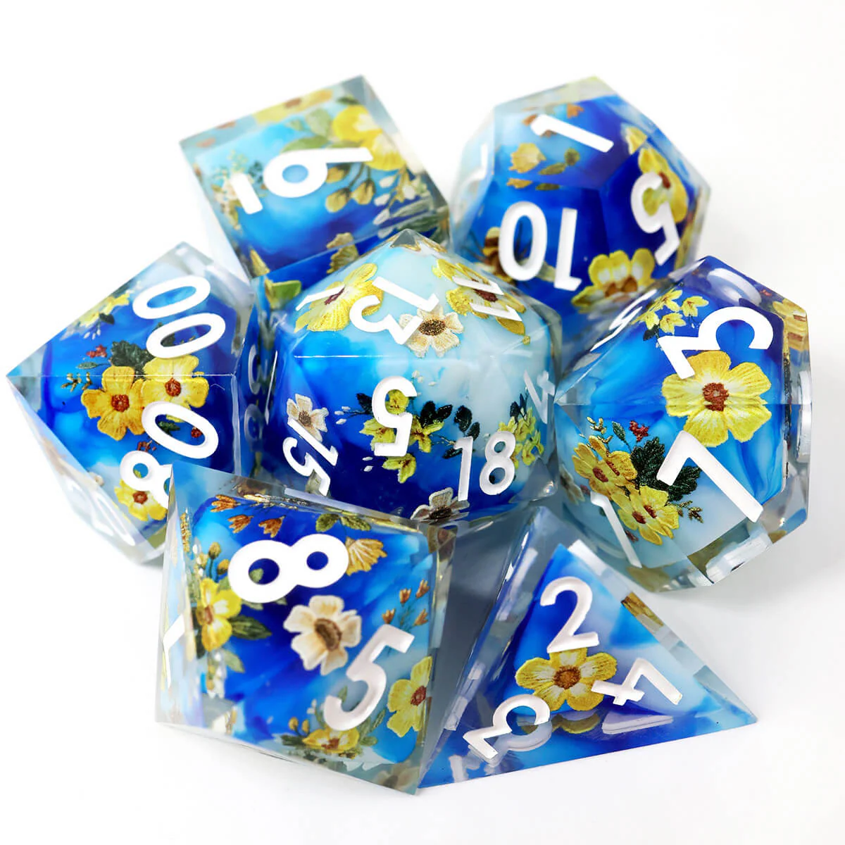 7-Piece Bee Flower Sharp Edge DND Dice Set - Image 14