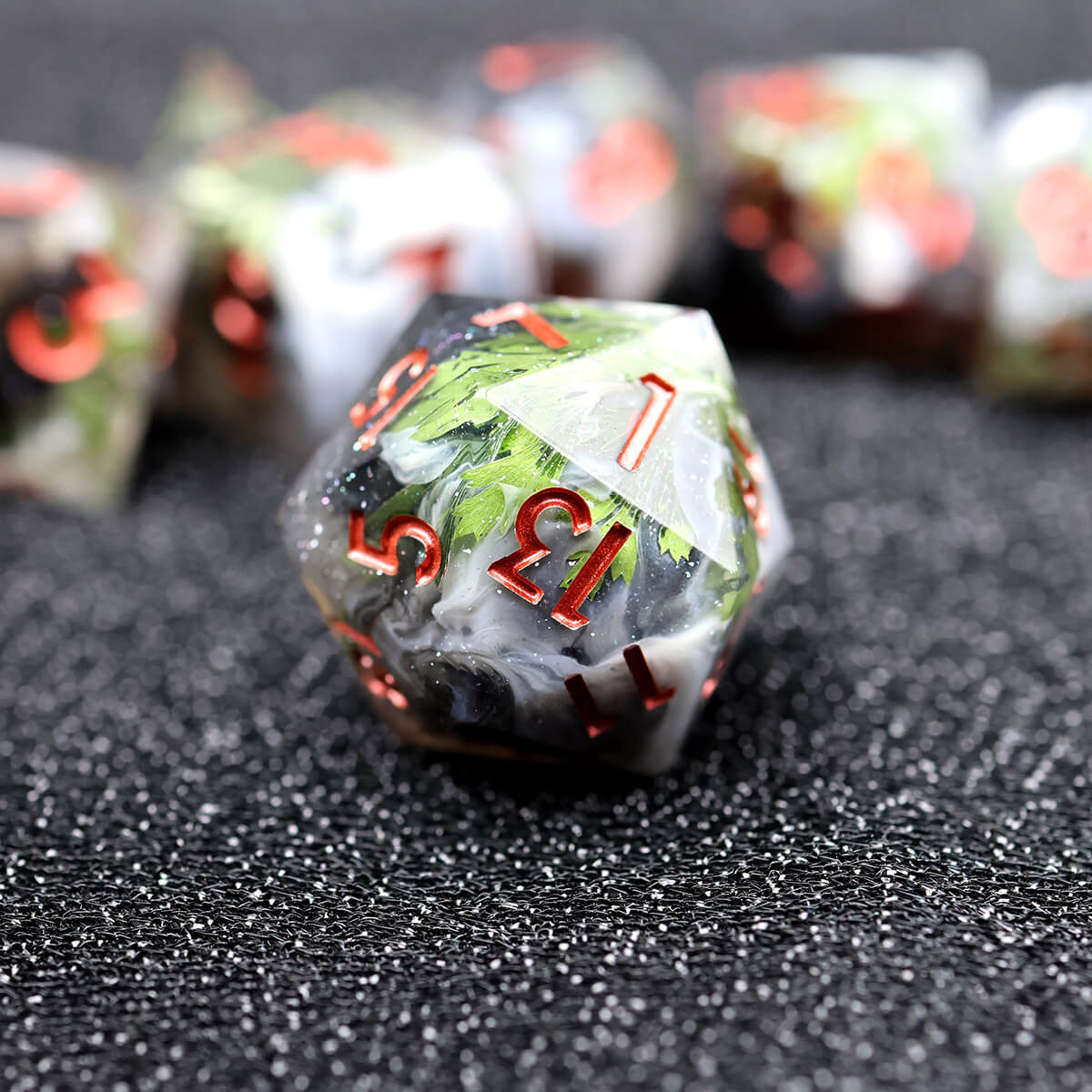 7-Piece Enchanted Forest Sharp Edge DND Dice Set - Image 10