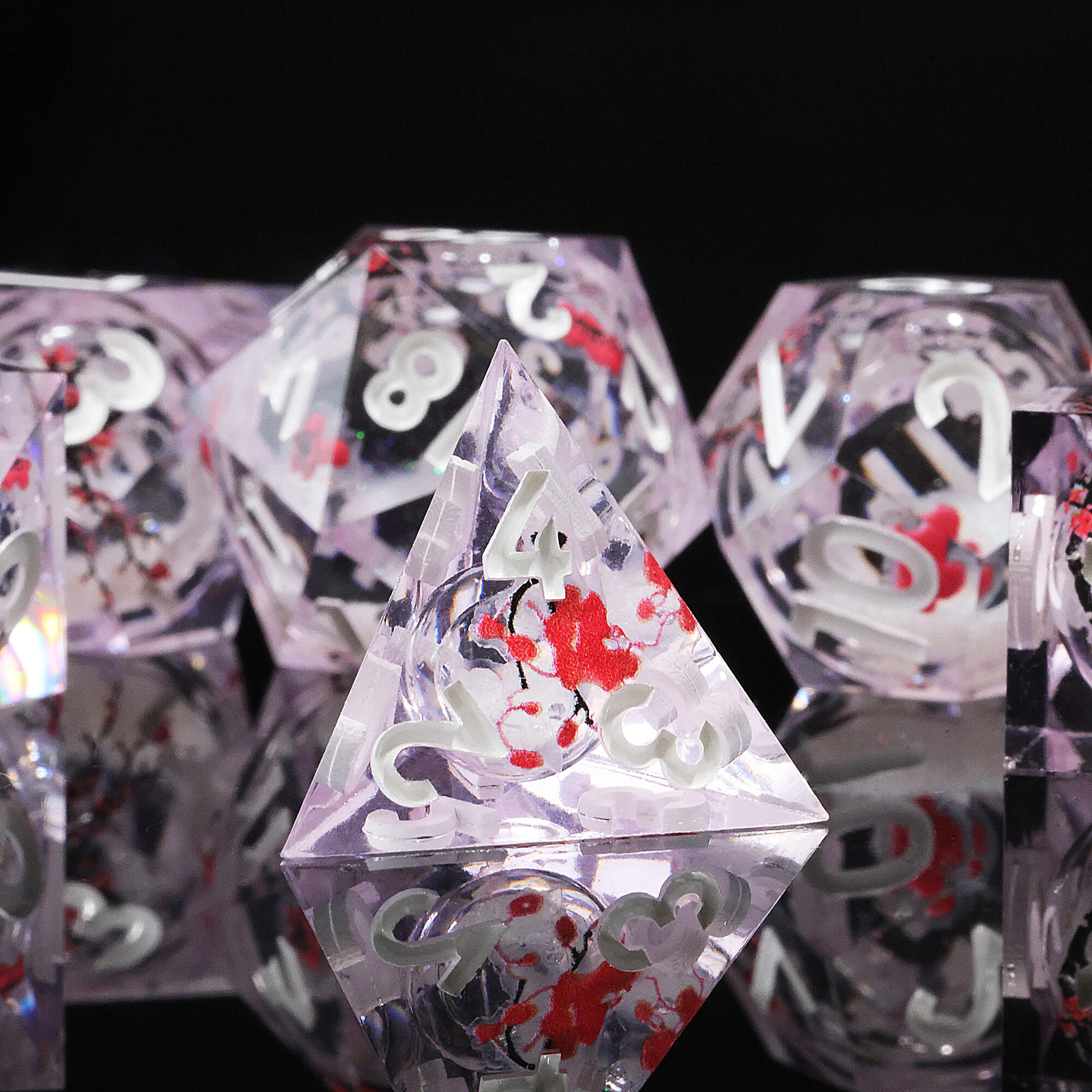 7 Piece Liquid Core Polyhedral D and D Dice Set Plum Bossom - Image 3