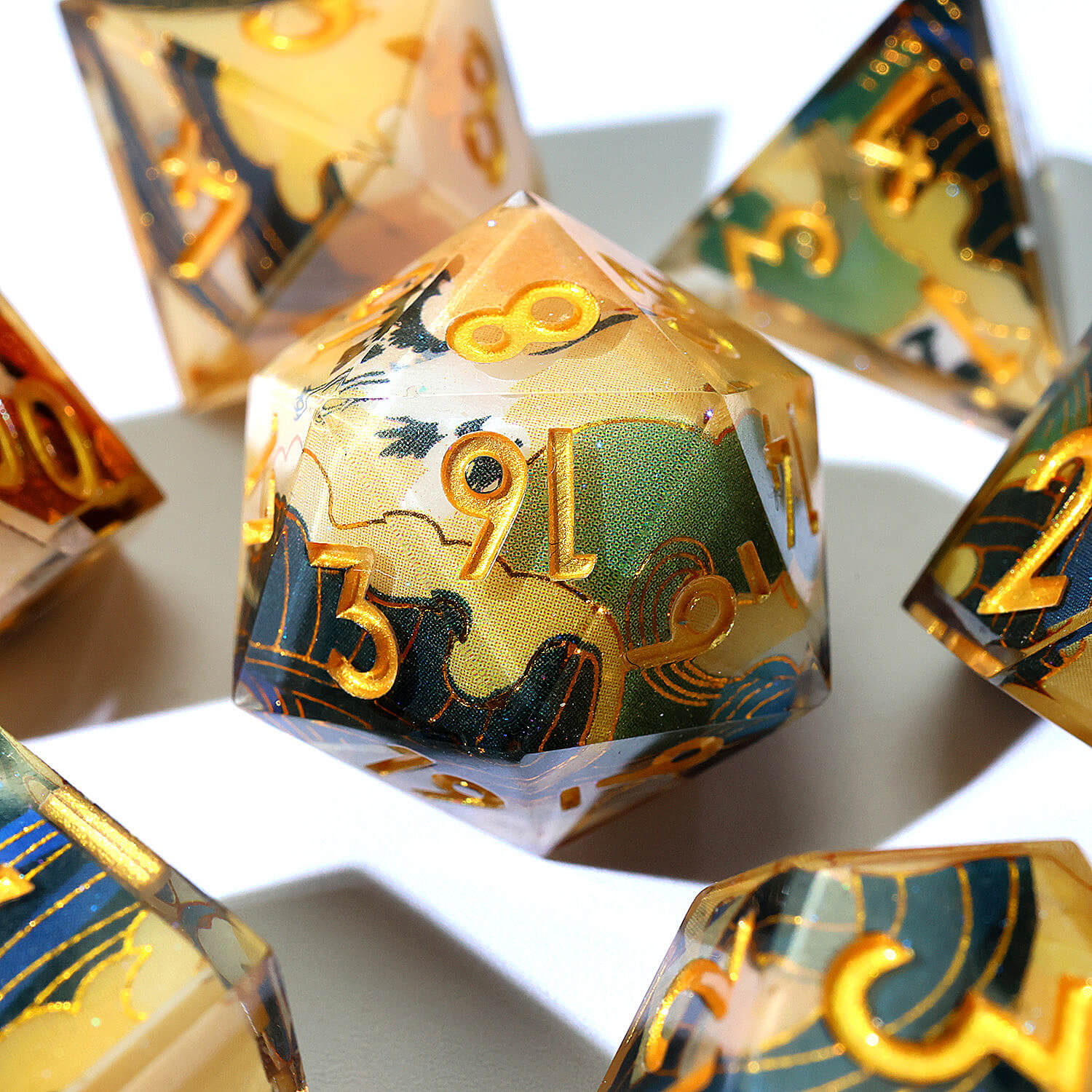 7 Piece Polyhedral Dice Set D and D Wonderland Crane - Image 6