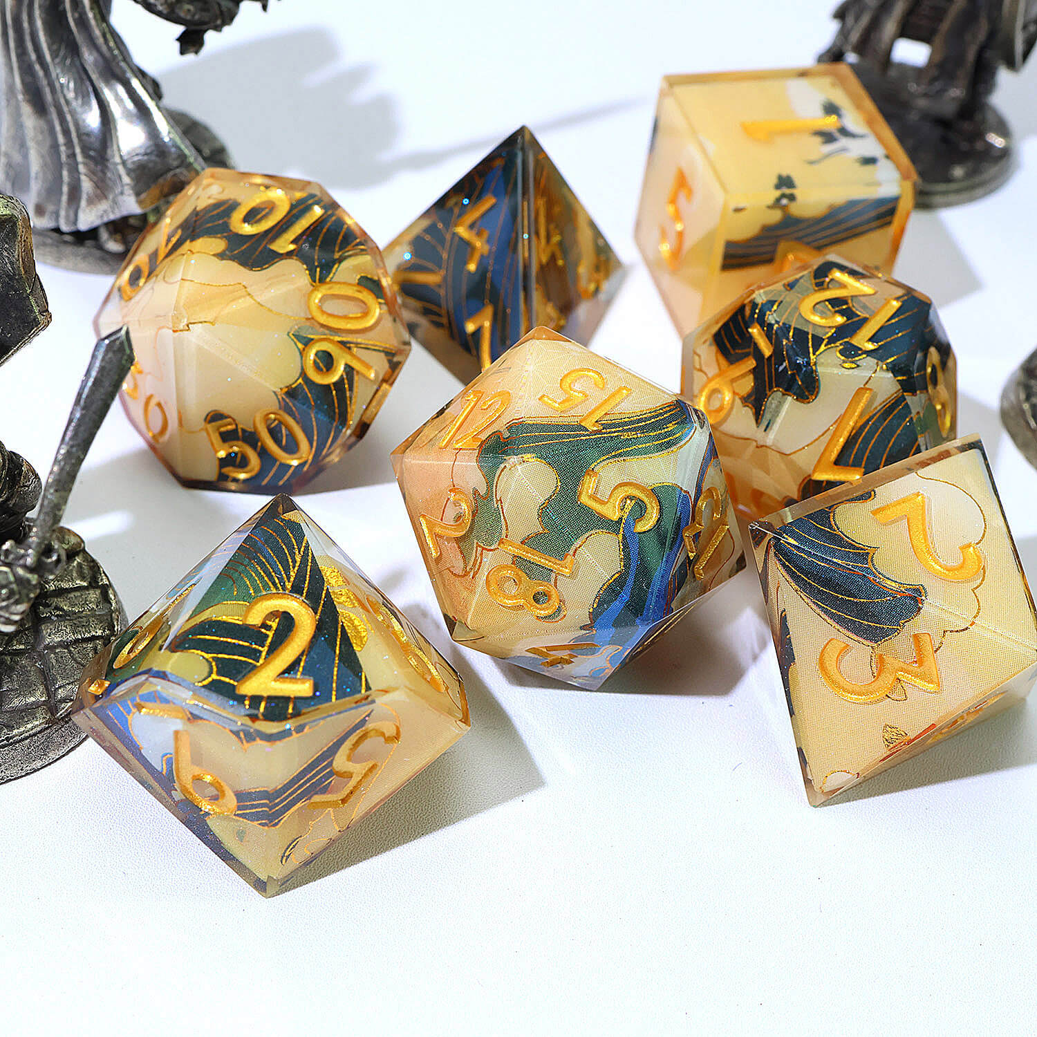 7 Piece Polyhedral Dice Set D and D Wonderland Crane - Image 9