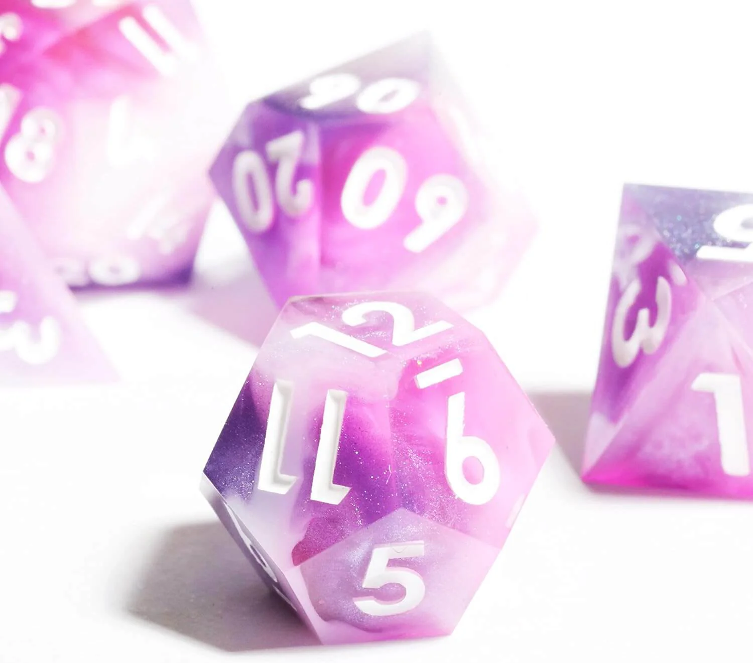 Awesome 7-Piece Polyhedral Resin D&D Dice Set - Pink - Image 4