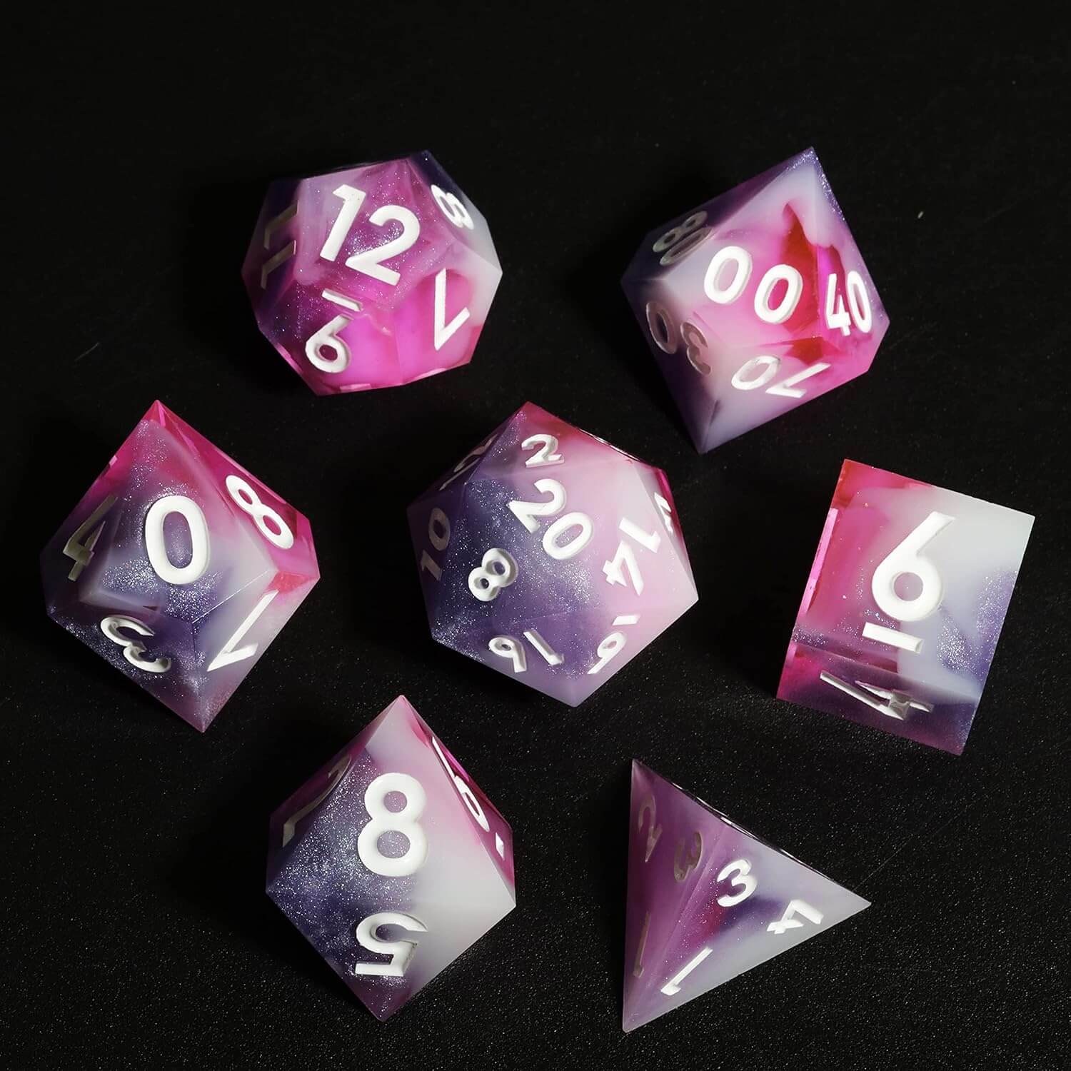 Awesome 7-Piece Polyhedral Resin D&D Dice Set - Pink - Image 7
