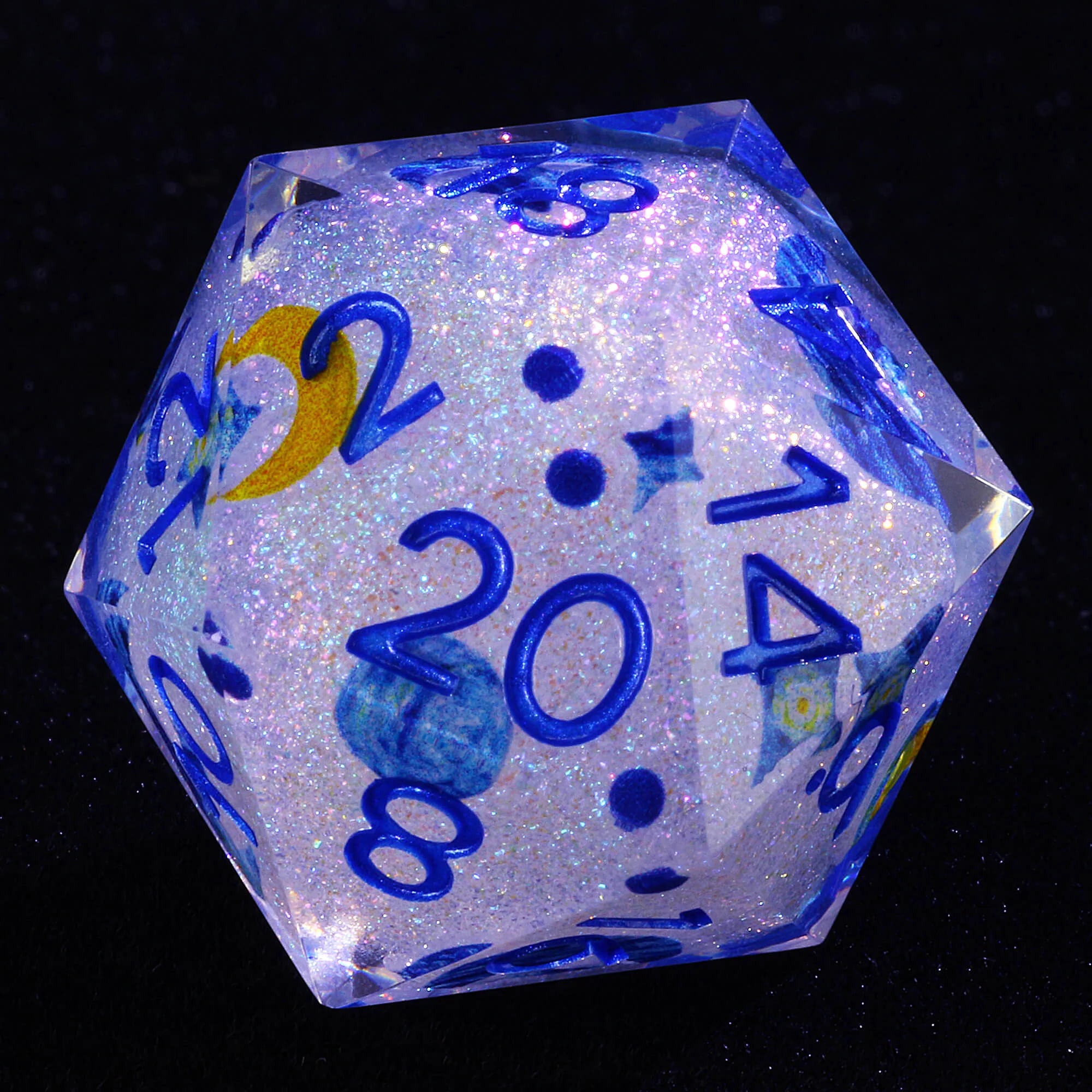 7 Piece Resin Polyhedral D and D Dice Set Shiny the Starry Night-van Gogh - Image 3