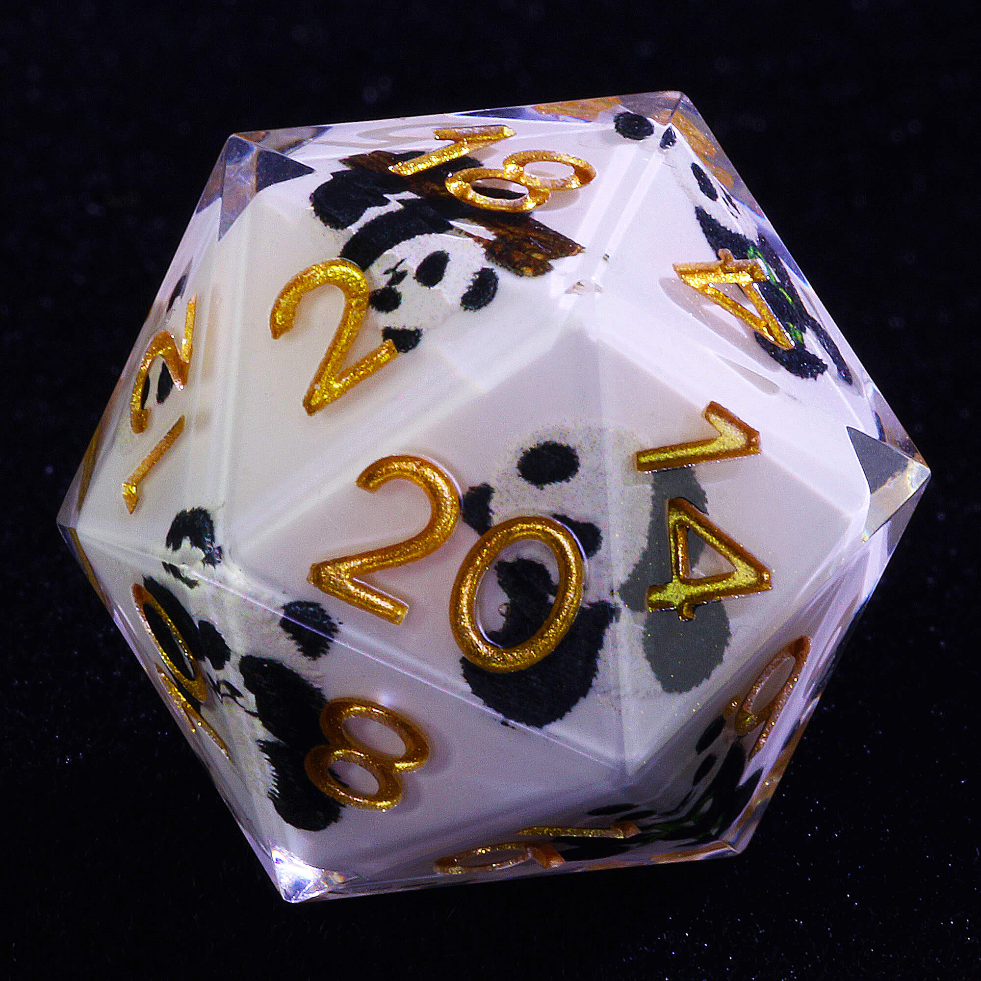 7 Piece Resin Polyhedral D&D Dice Set Panda Milk White