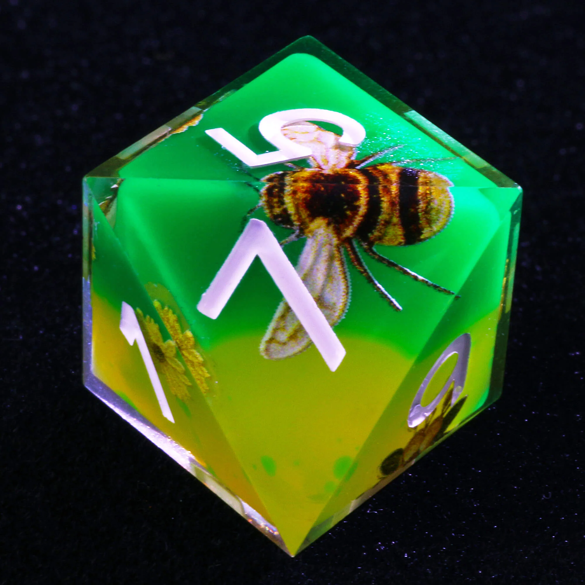 7 Piece Resin Polyhedral Dice Set D&D Bee Green - Image 6