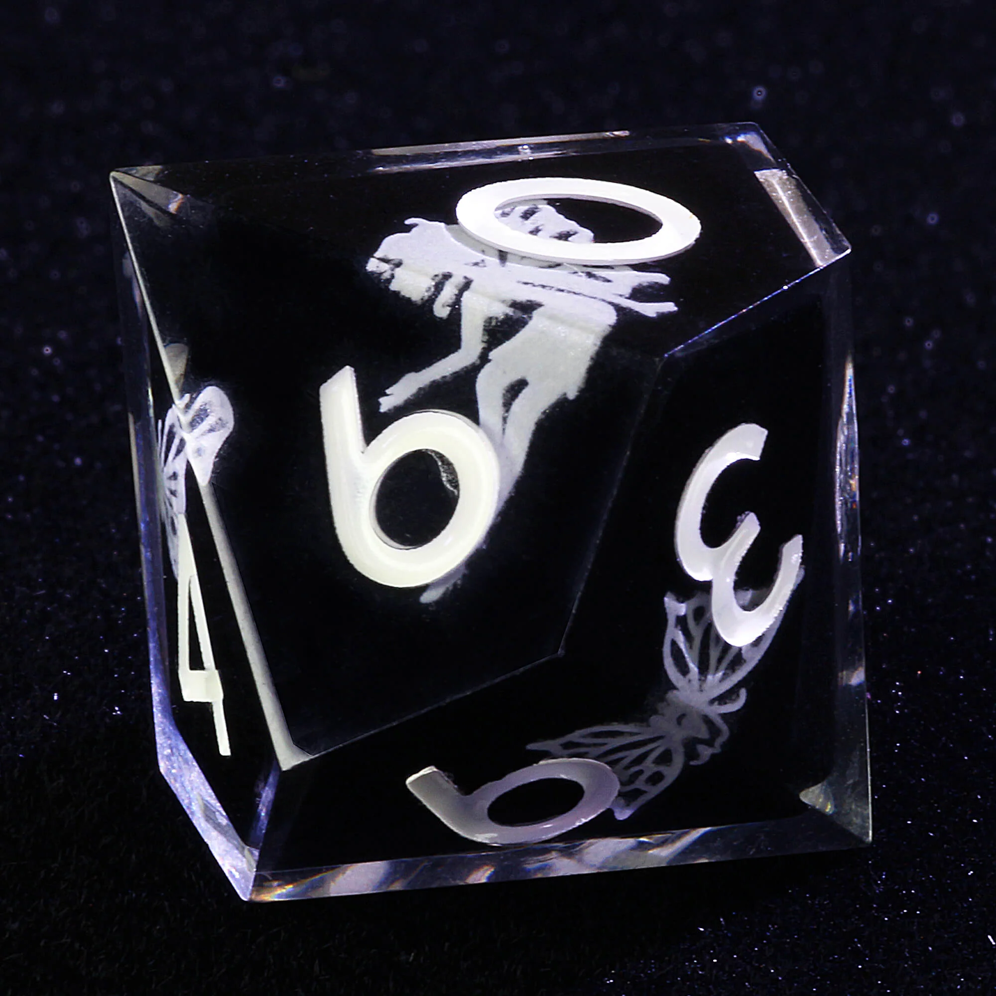 7 Piece Resin Polyhedral Dice Set DD Butterfly Luminous - Image 6