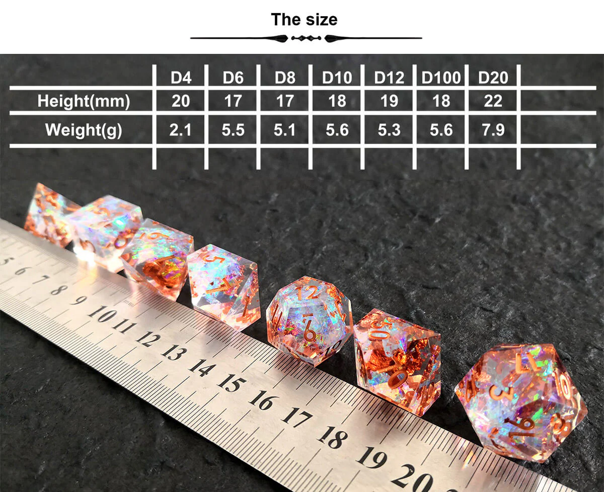 7-Piece Sharp Edge Liquid Core DND Dice Set - Image 12