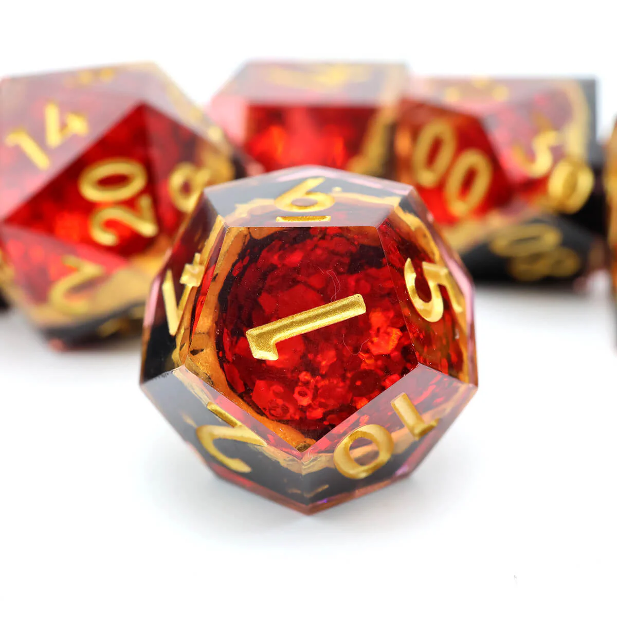7-Piece Sharp Edge Red Geode DND Dice Set - Image 12