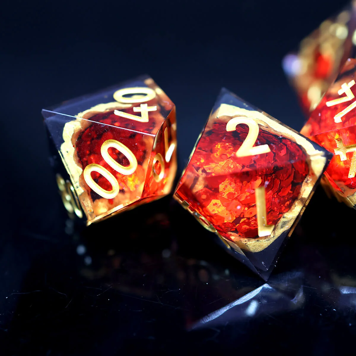 7-Piece Sharp Edge Red Geode DND Dice Set - Image 6