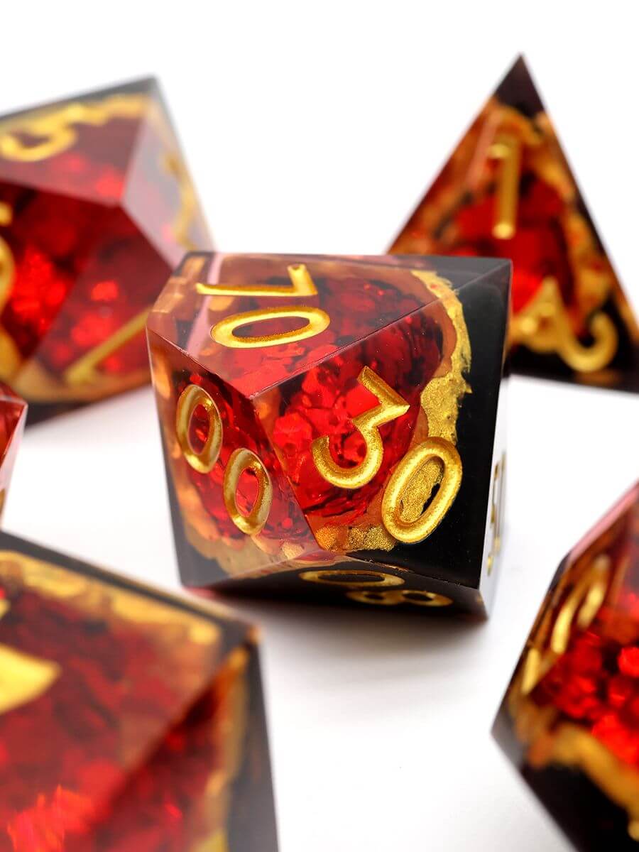 7-Piece Sharp Edge Red Geode DND Dice Set - Image 9