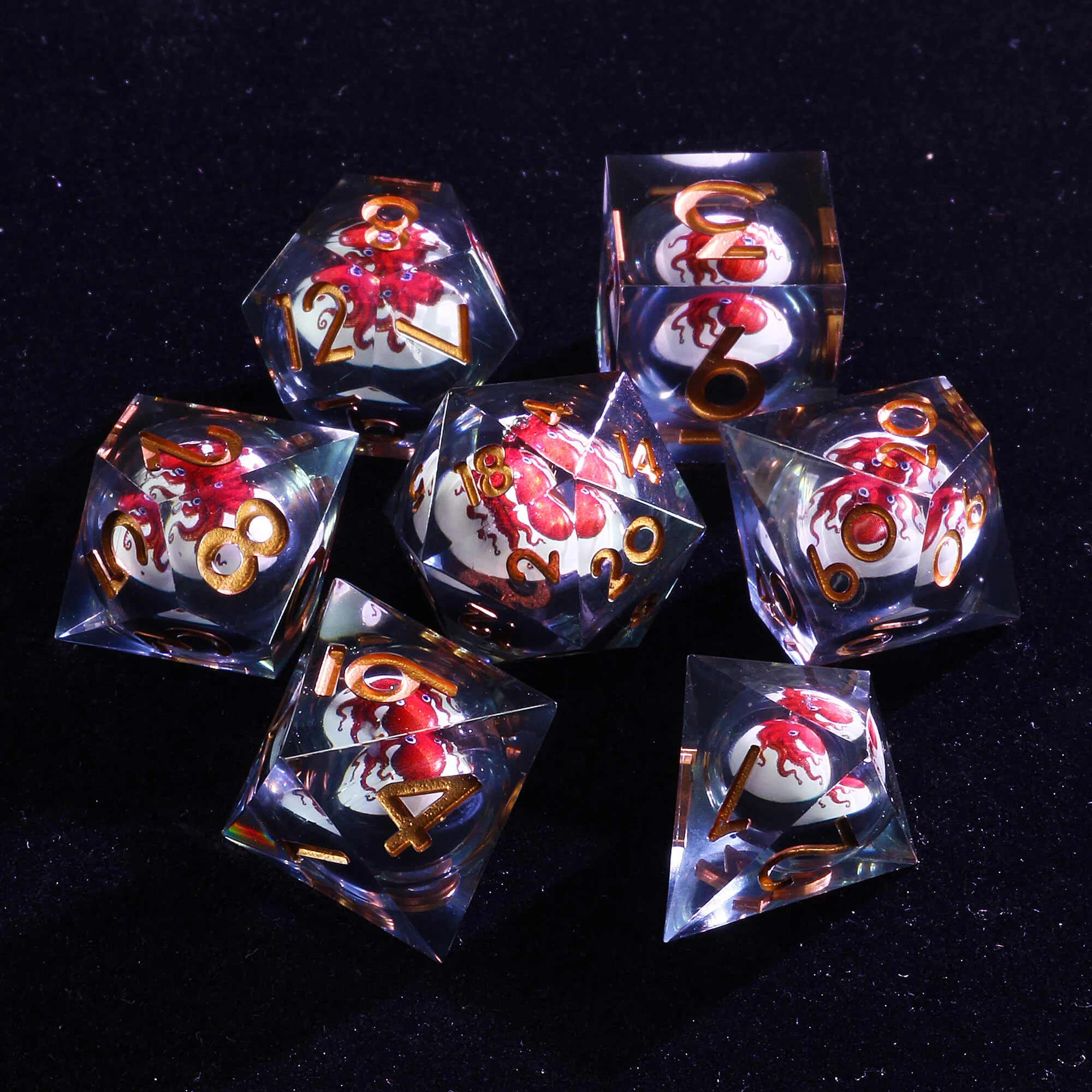 7 Polyhedral Octopus Liquid Core DD Dice Set