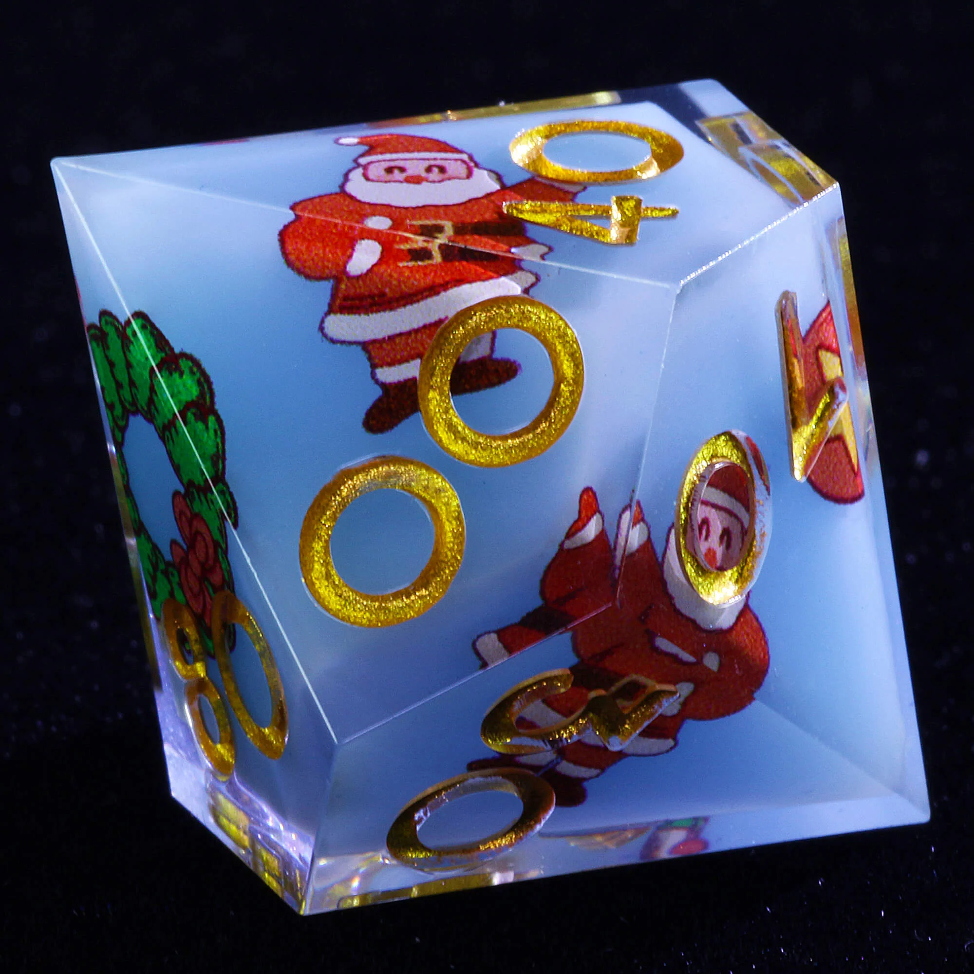 7 Polyhedral Resin DD Dice Sets Christmas Santa Claus Blue - Image 8