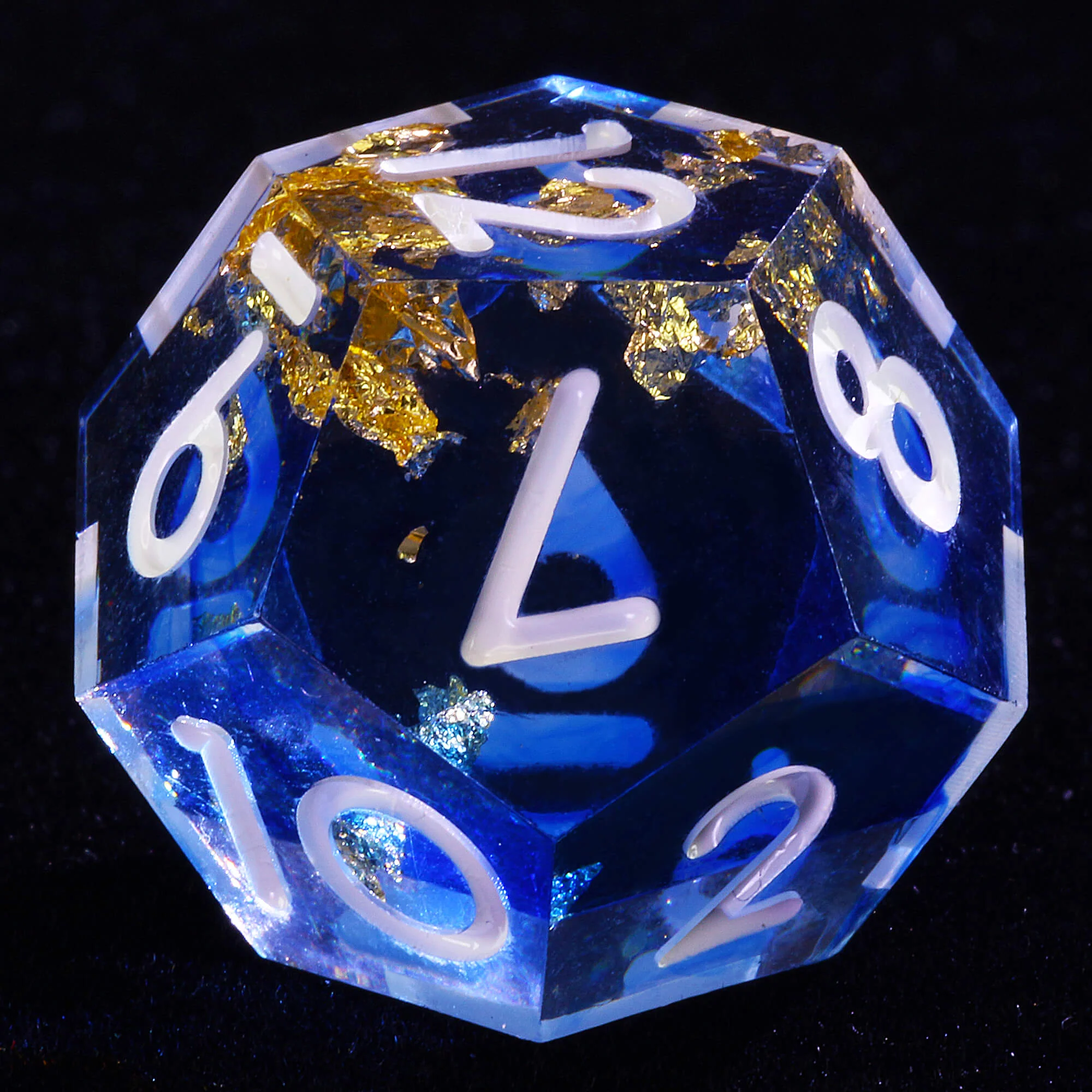 7 Polyhedral Resin Dice Sets DnD Gold Paper Blue - Image 7
