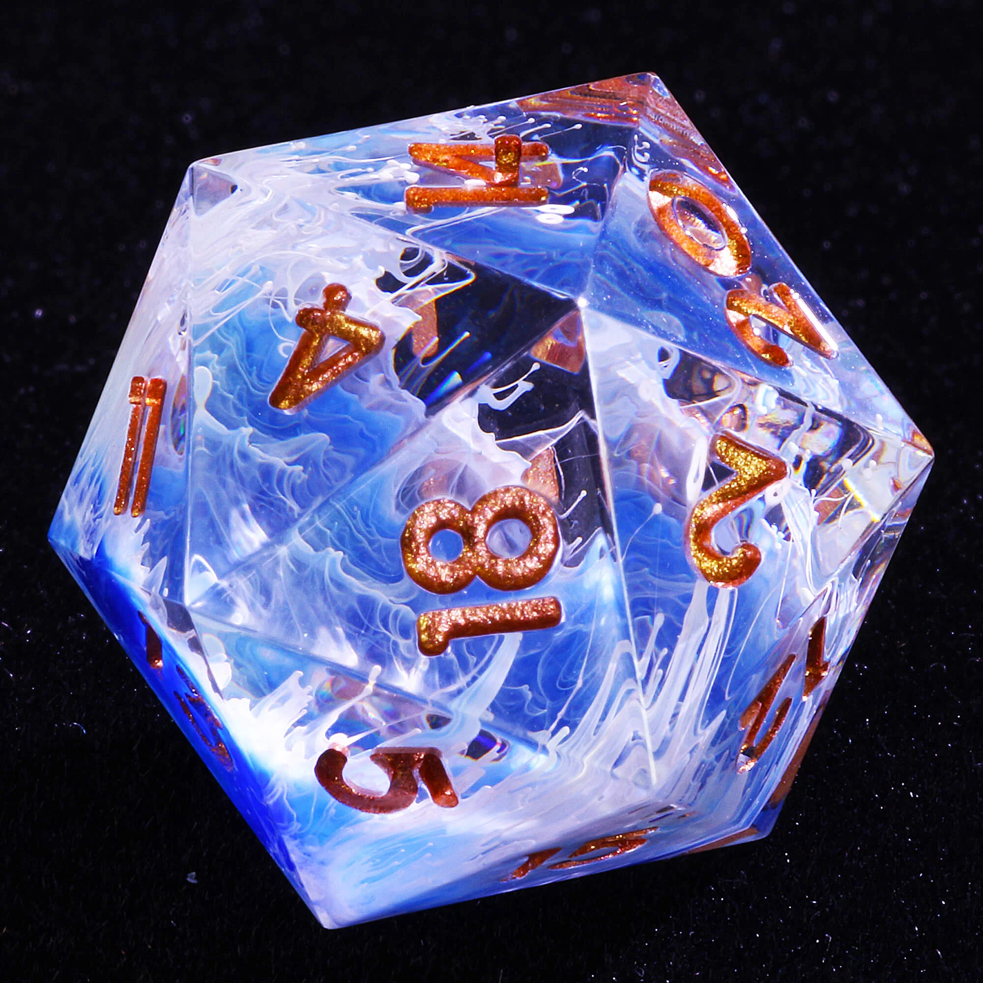 7 Polyhedral Resin Dice Sets D&D Wave Blue