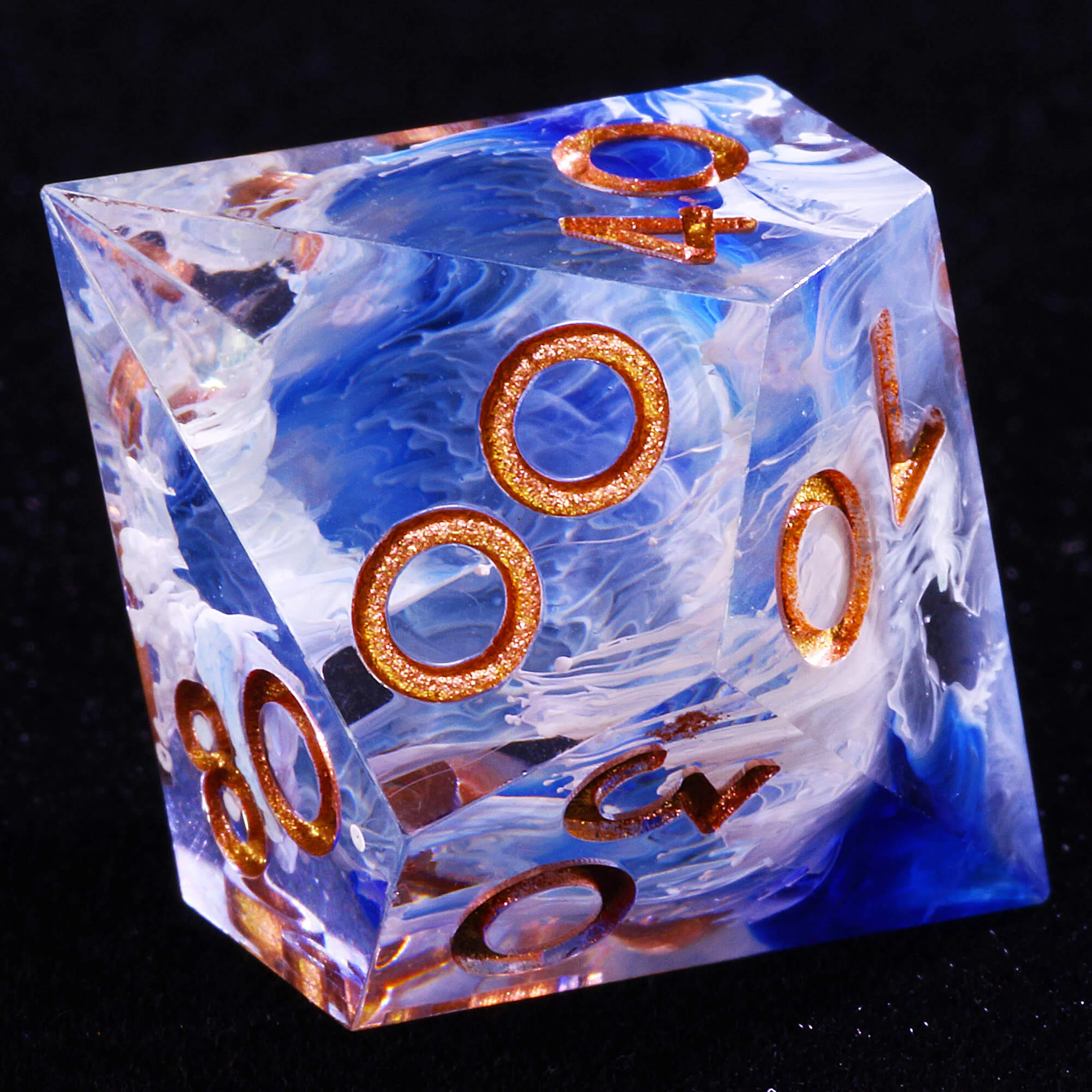 7 Polyhedral Resin Dice Sets D&D Wave Blue - Image 8