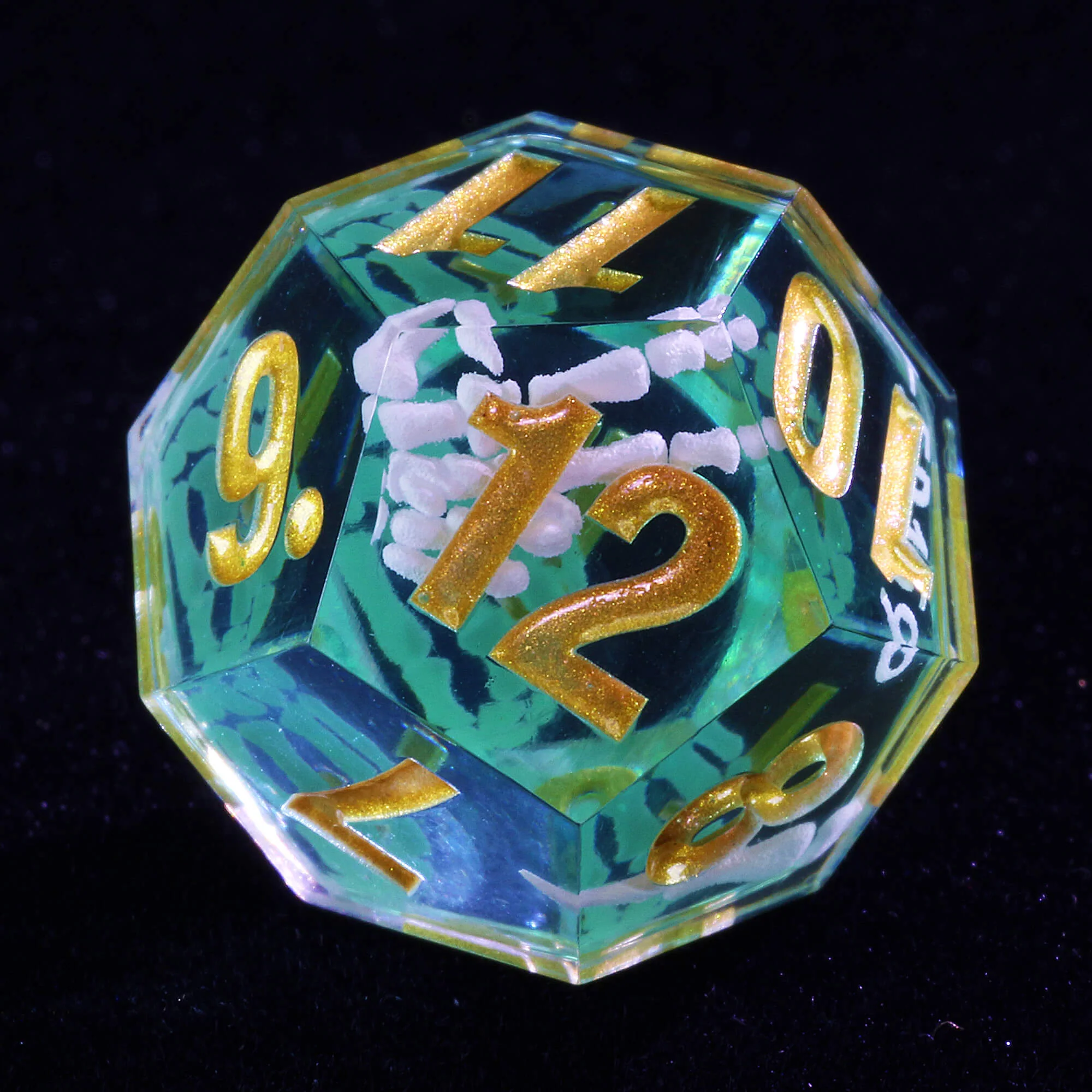 7 Polyhedral Resin Full DnD Dice Set Skeleton Palm - Image 3