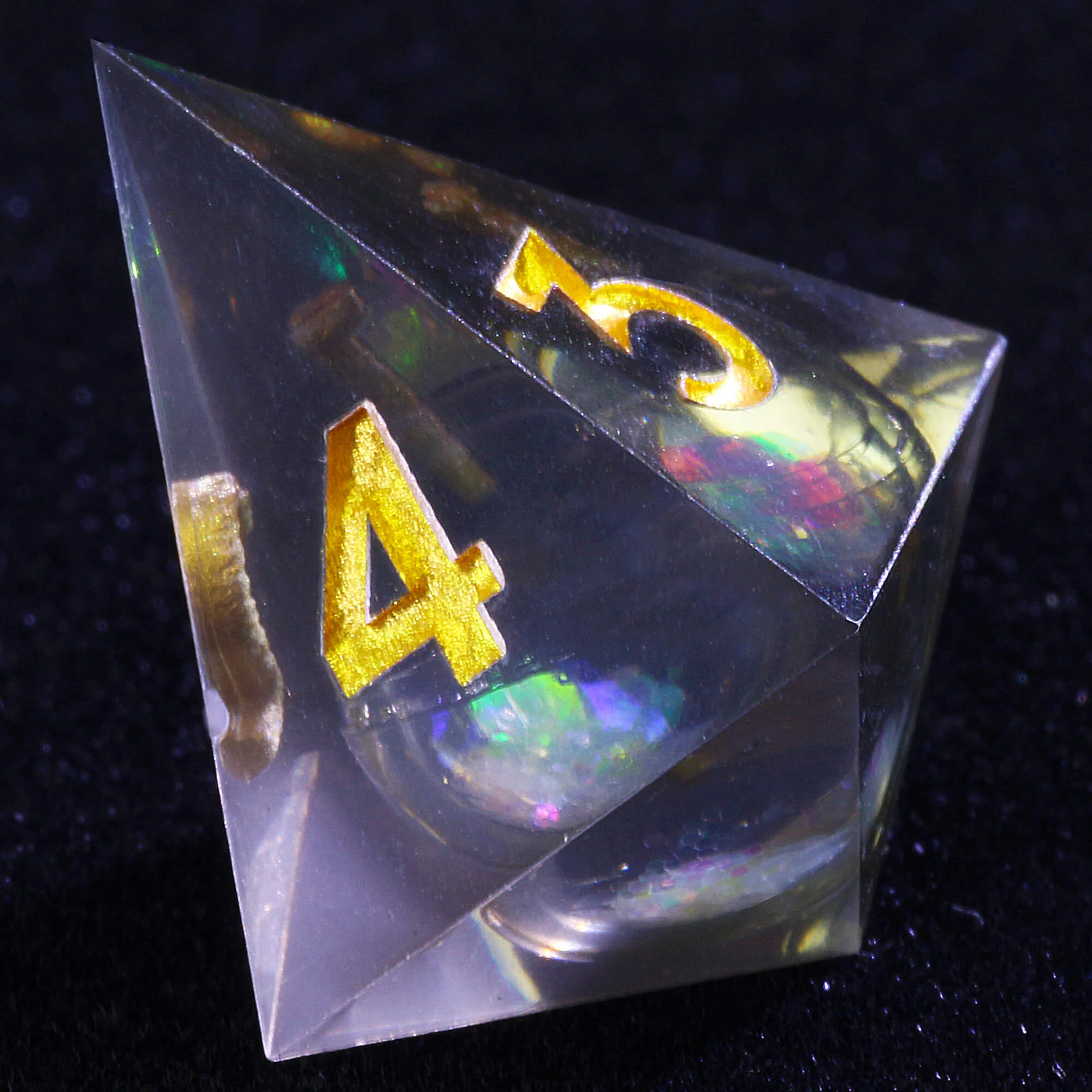 7 Polyhedral Resin Glitter Liquid Core DnD Set Dice Brown - Image 4