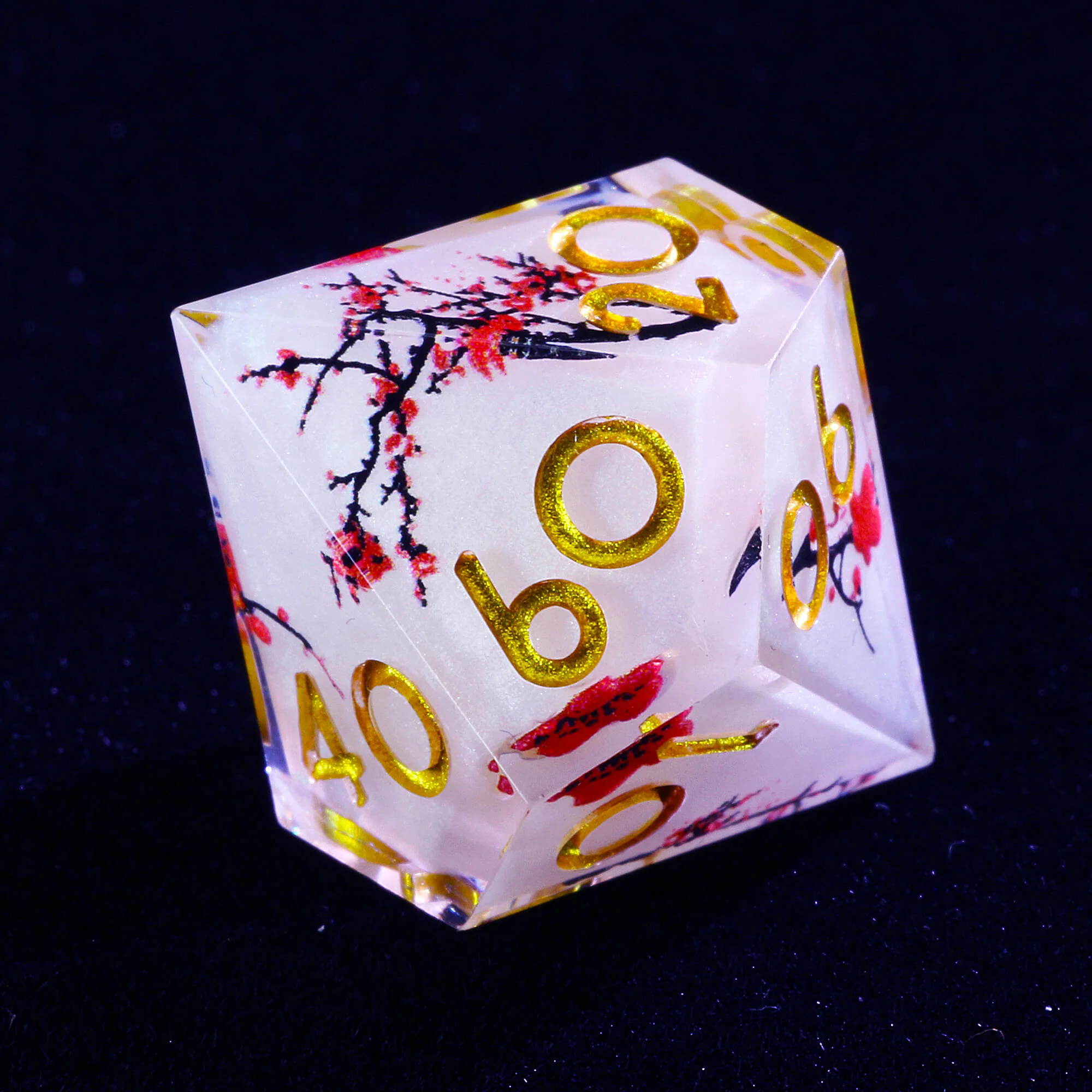 7 Polyhedral Resin Layered D&D Dice Set Plum Blossom - Image 4