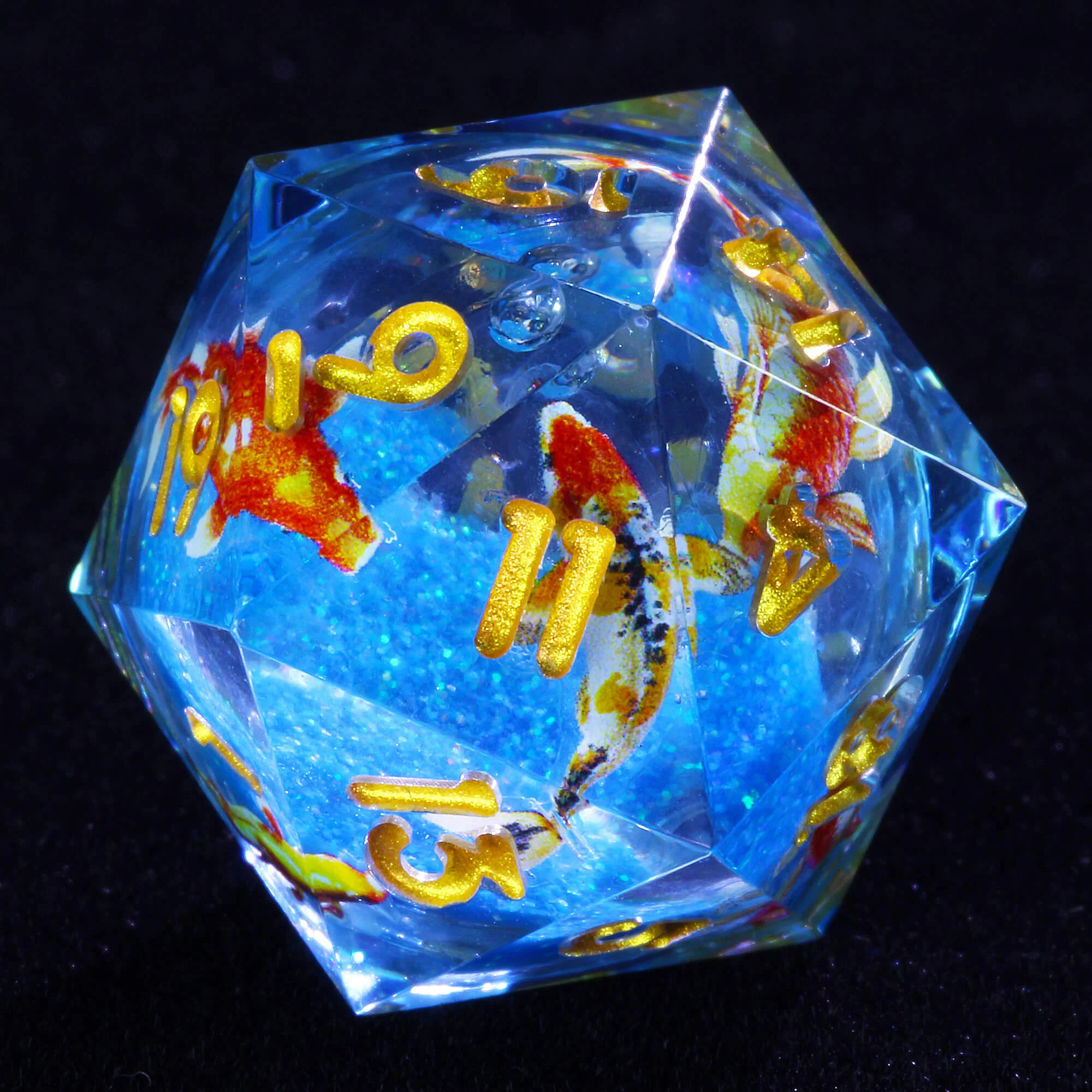 7 Polyhedral Resin Liquid Core Die Dice Set D&D Fish