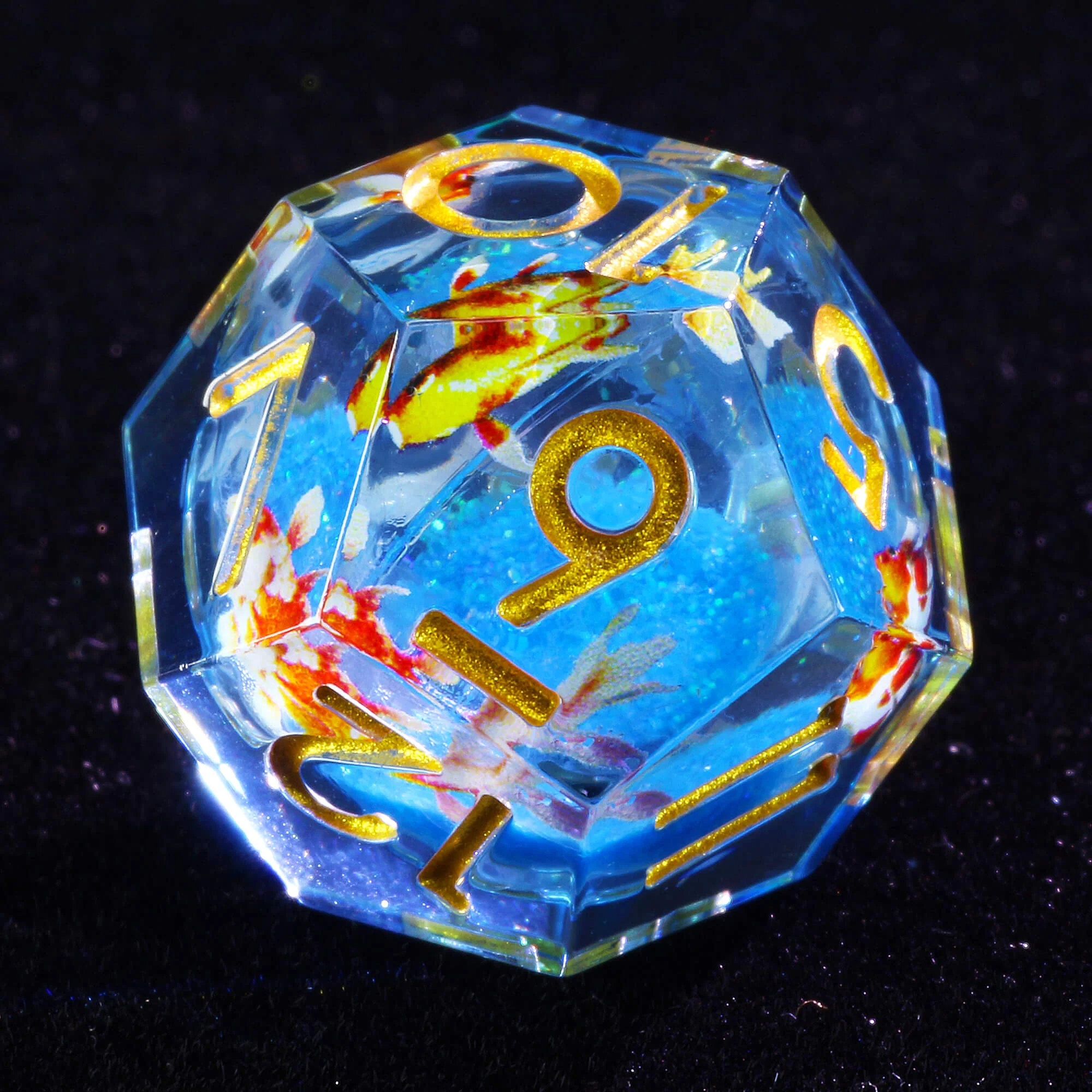 7 Polyhedral Resin Liquid Core Die Dice Set D&D Fish - Image 3