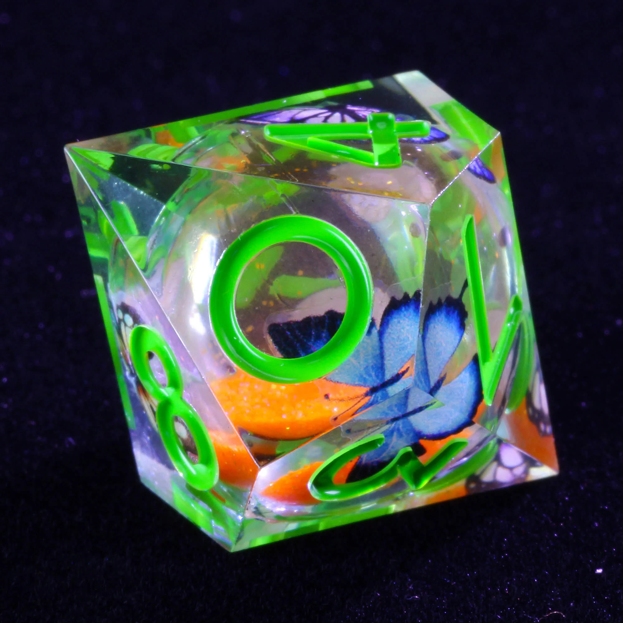 7 Polyhedral Resin Liquid Core DnD Set of Dice Butterfly - Image 7