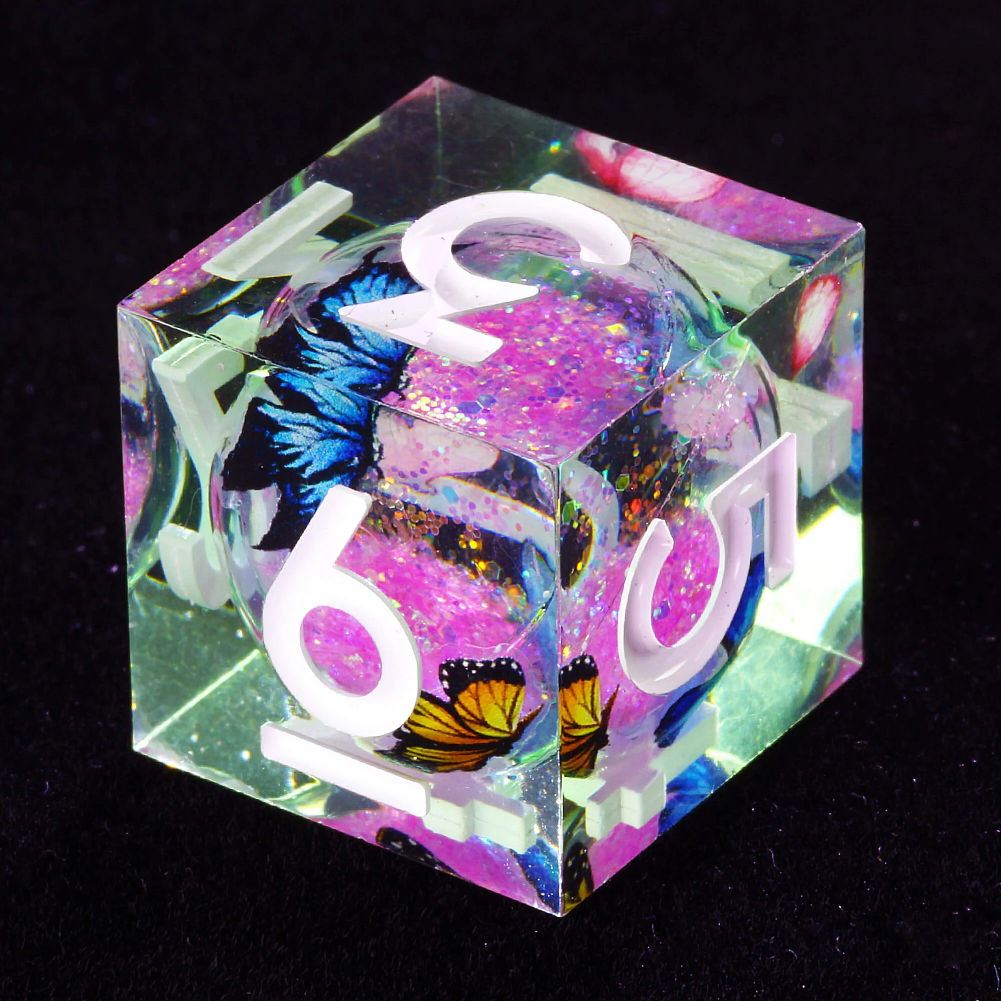 7 Polyhedral Resin Liquid Core Set of Dice D&D Butterfly - Image 5