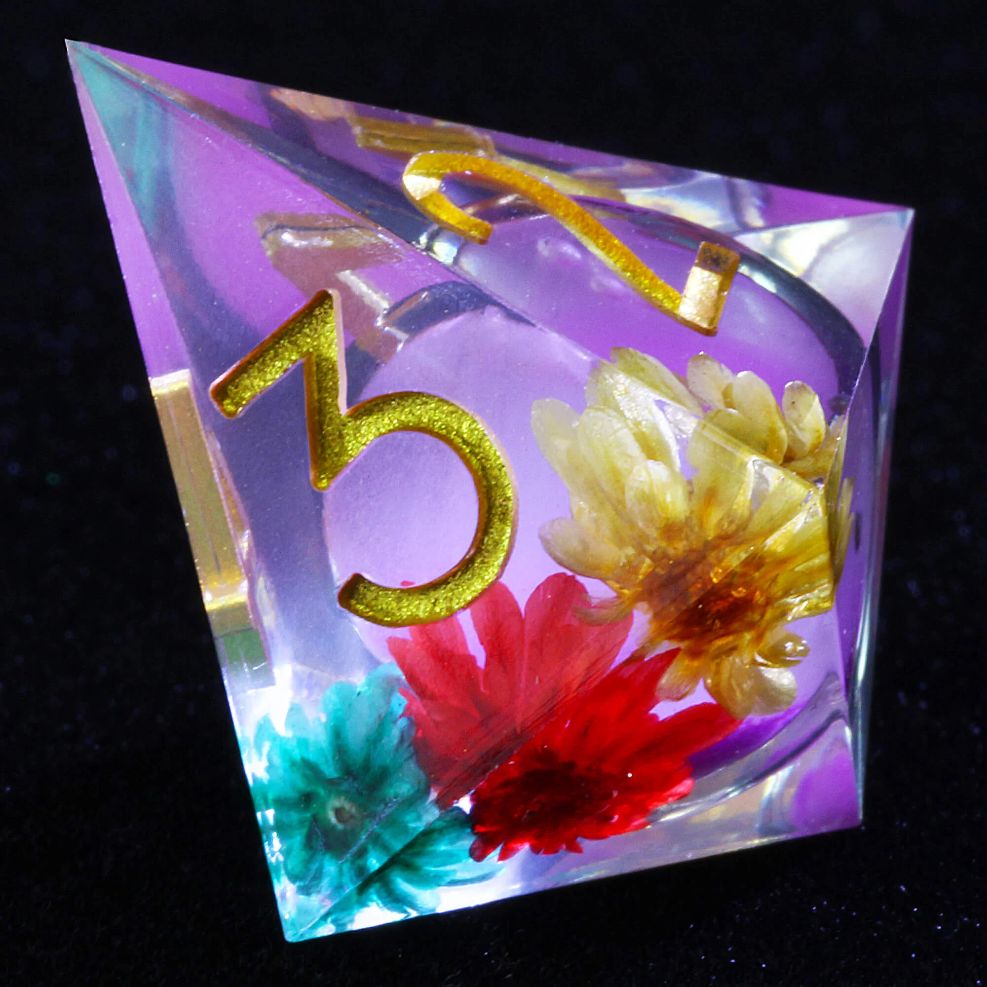 7 Polyhedral Resin Purple Liquid Core Set of Dice D and D Purple - Image 4