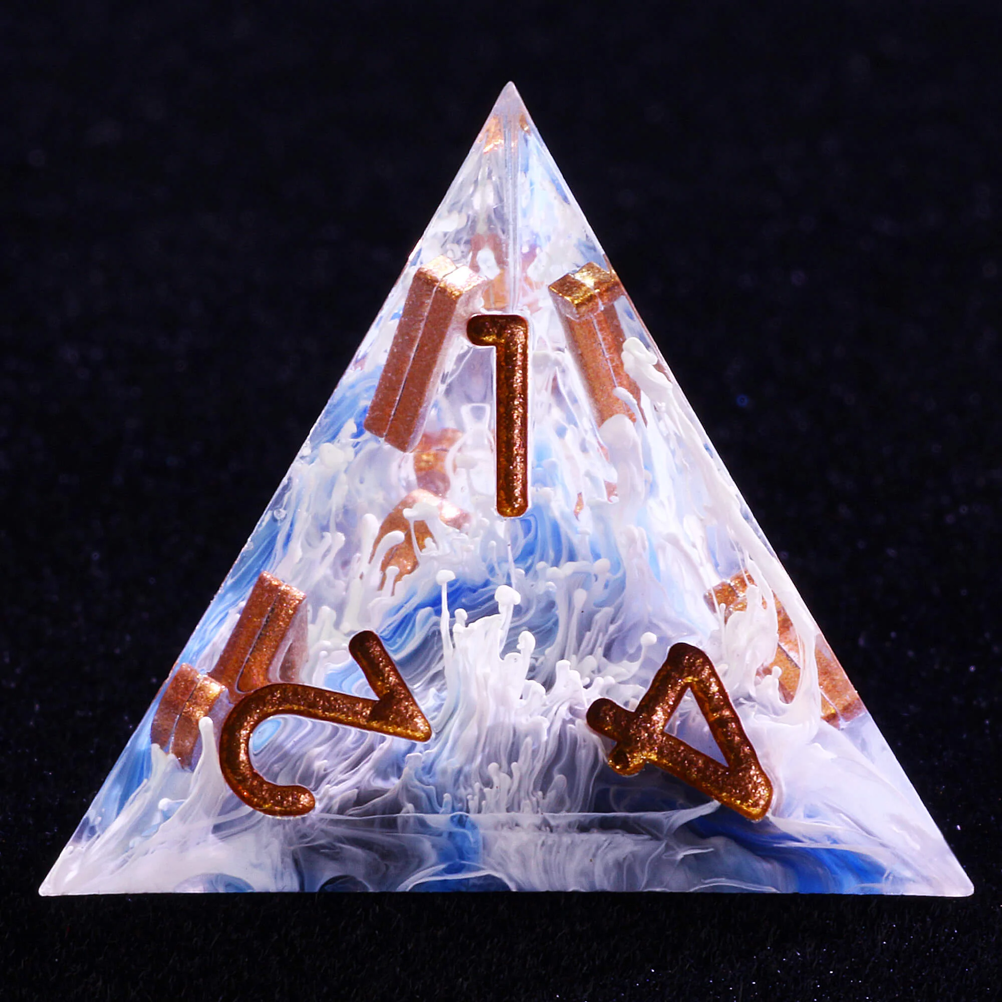 7 Polyhedral Resin Set of Dice DnD Wave Blue - Image 4