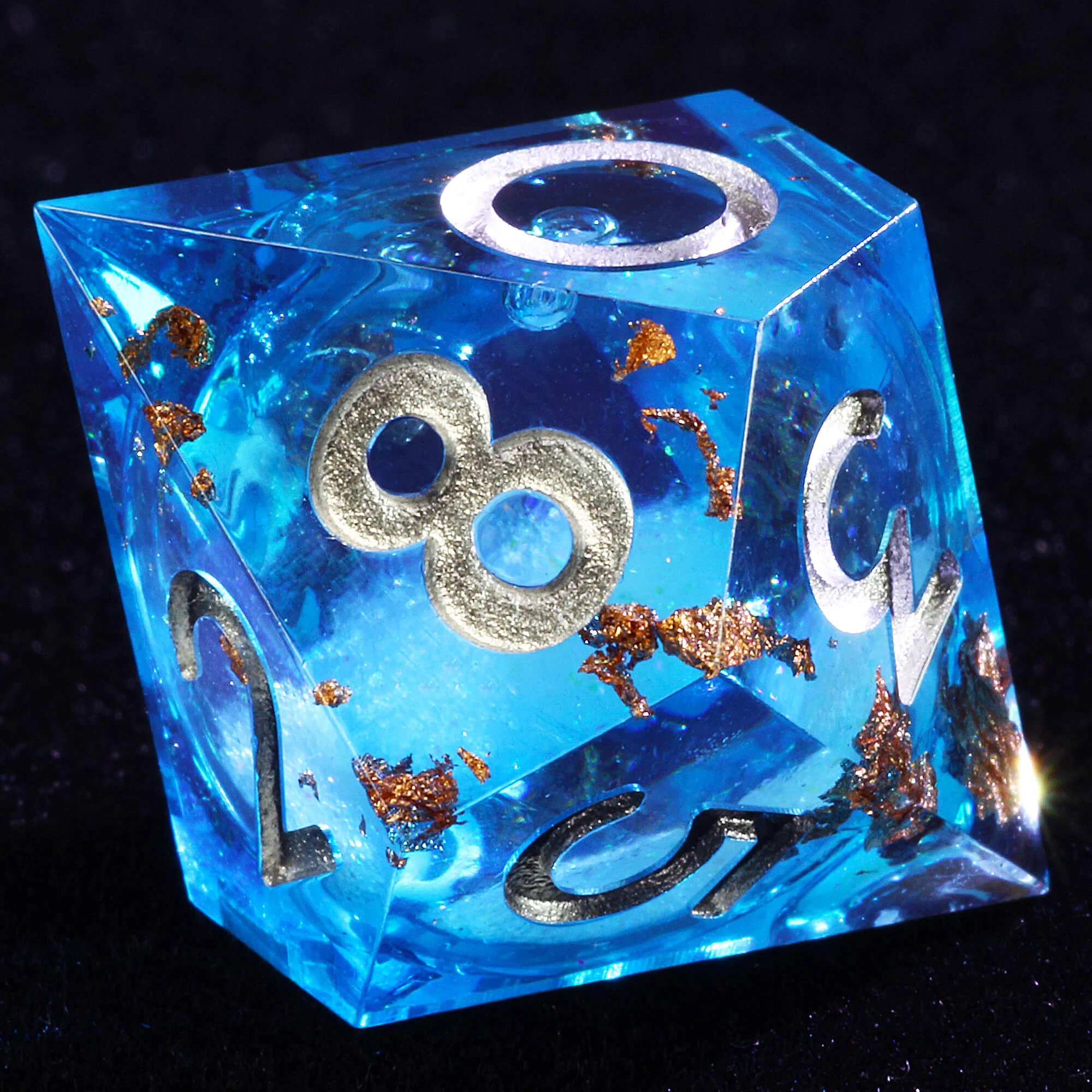 7 Polyhedral Resin White Liquid Core DD Set Dice Blue - Image 6