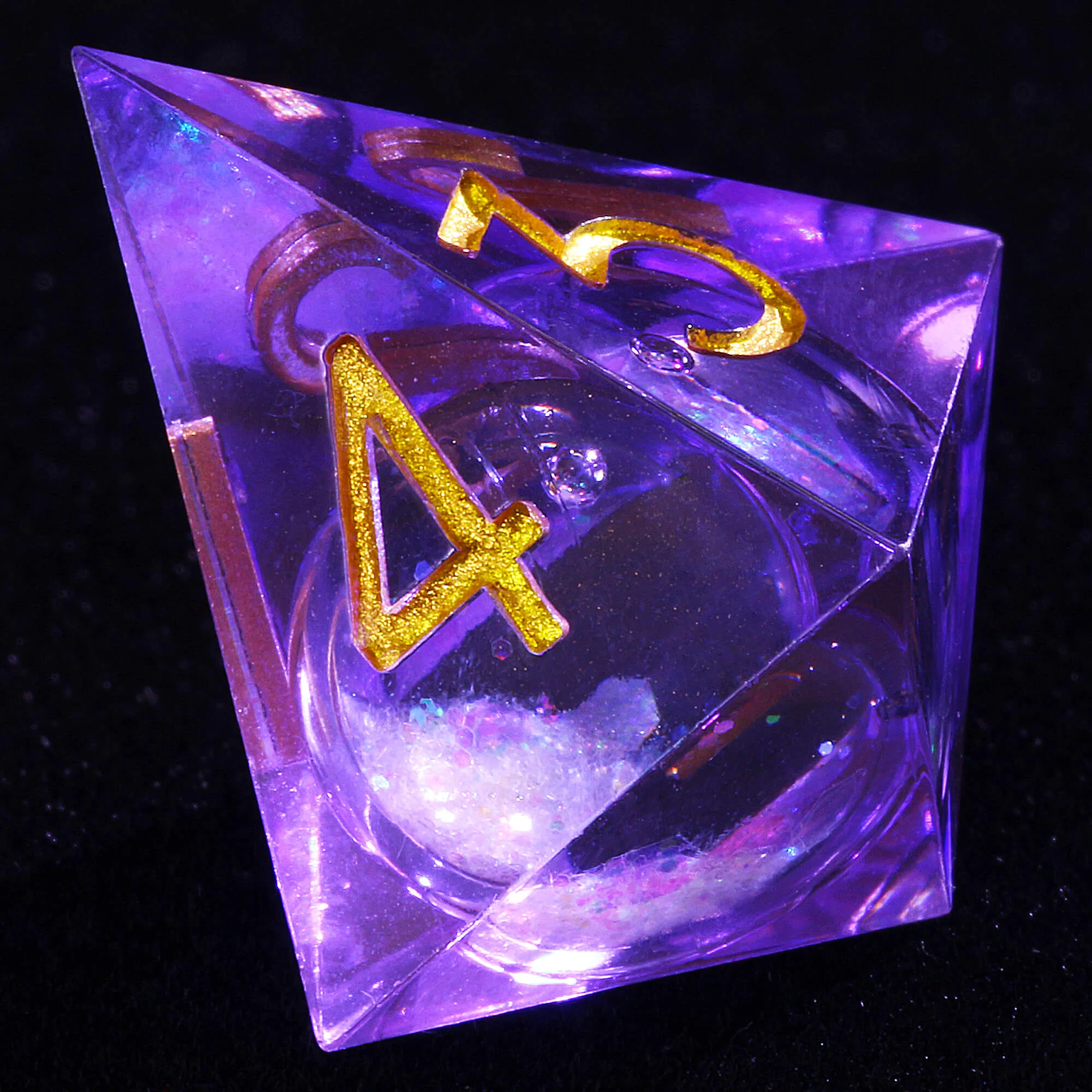 7 Polyhedral Resin White Liquid Core Set Dice D and D Purple - Image 4