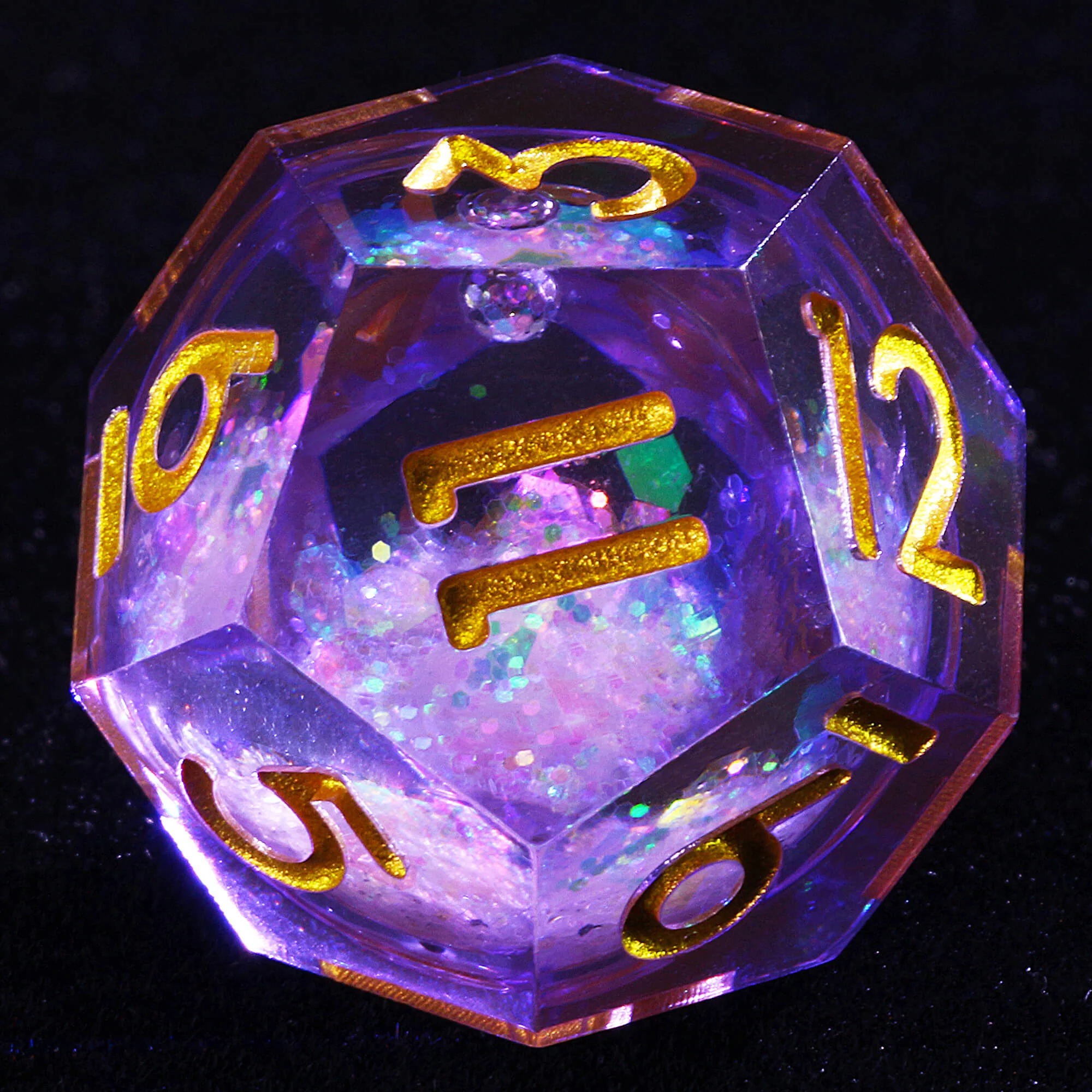 7 Polyhedral Resin White Liquid Core Set Dice D and D Purple - Image 7