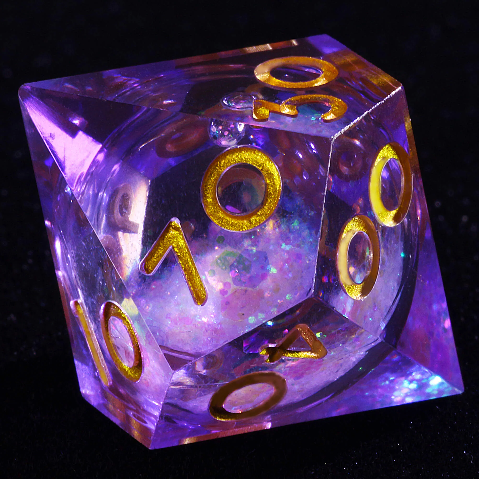 7 Polyhedral Resin White Liquid Core Set Dice D and D Purple - Image 8