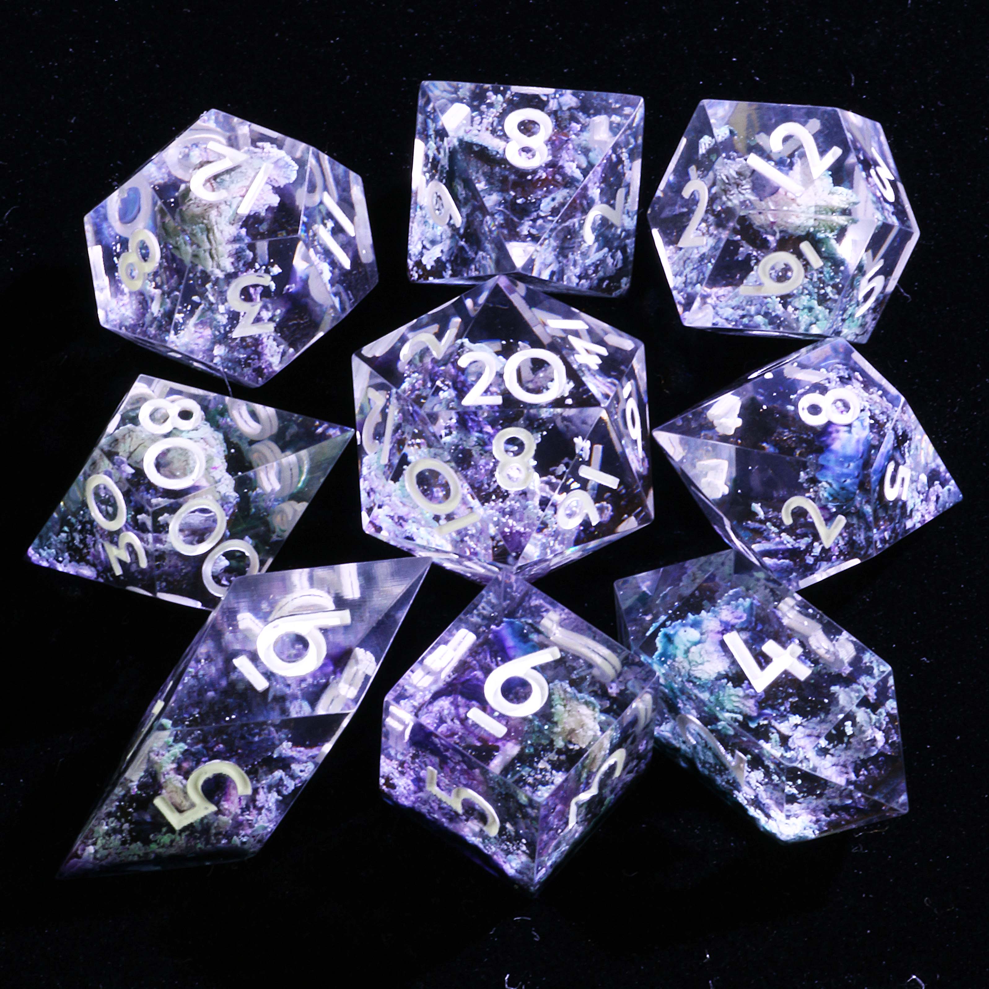 9 Polyhedral Dice D and D Sets Nocturne Violet