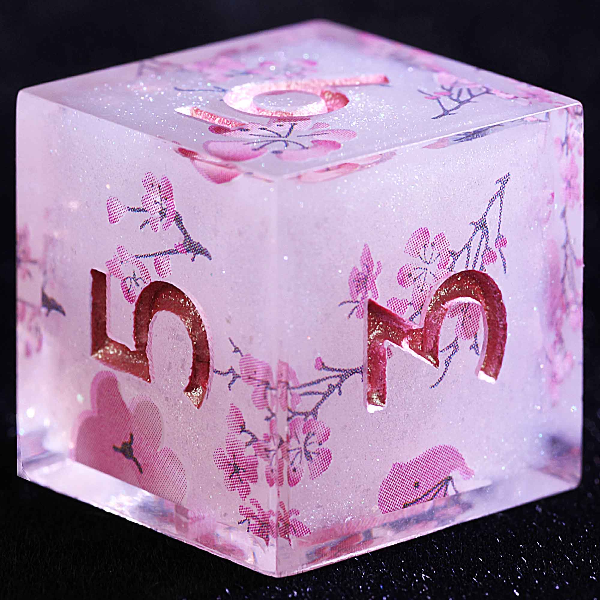 9 Polyhedral Resin D and D Dice Set Blossom Veil Petal - Image 3