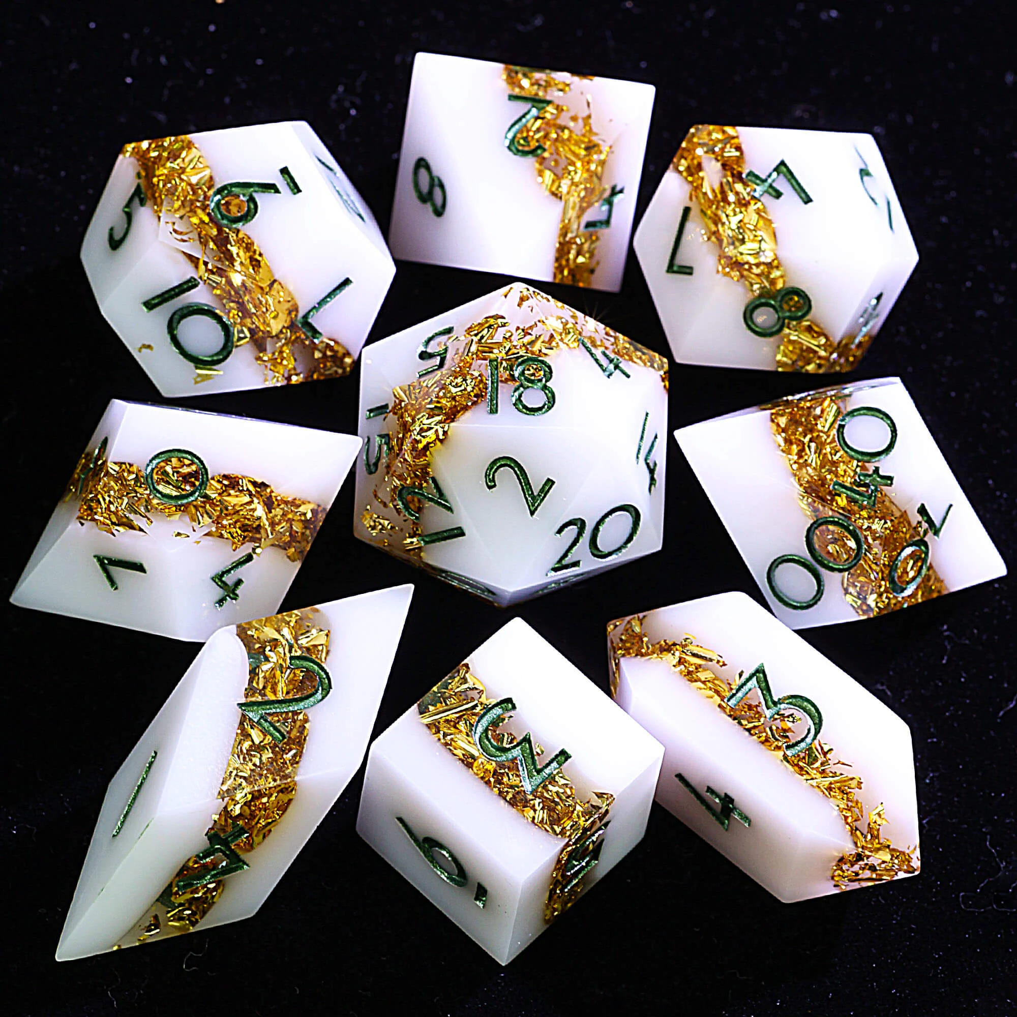 9 Polyhedral Resin D and D Set Dice Sanctum Foil Stratum