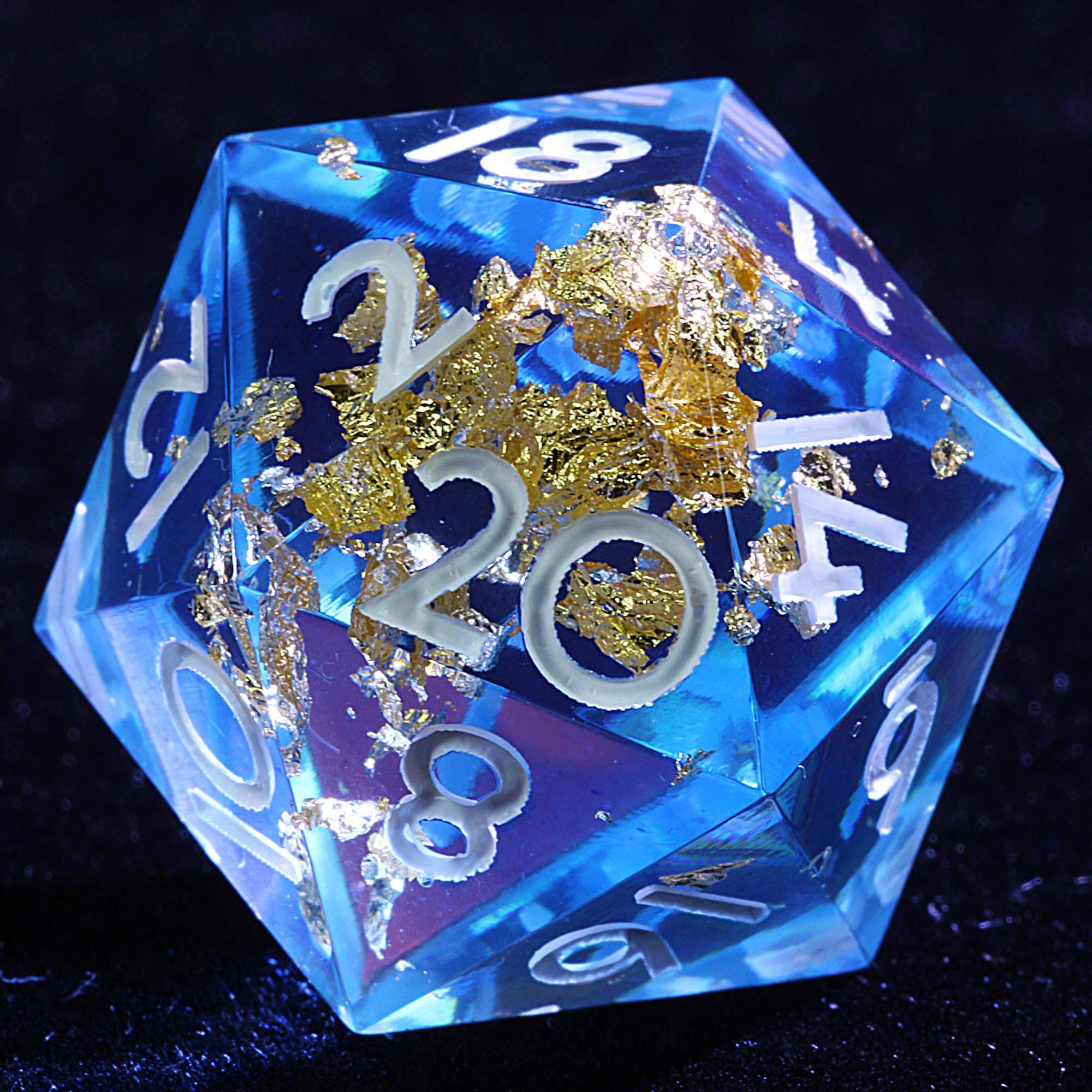 9 Polyhedral Resin D and D Sets of Dice Azure Gold Oath - Image 2