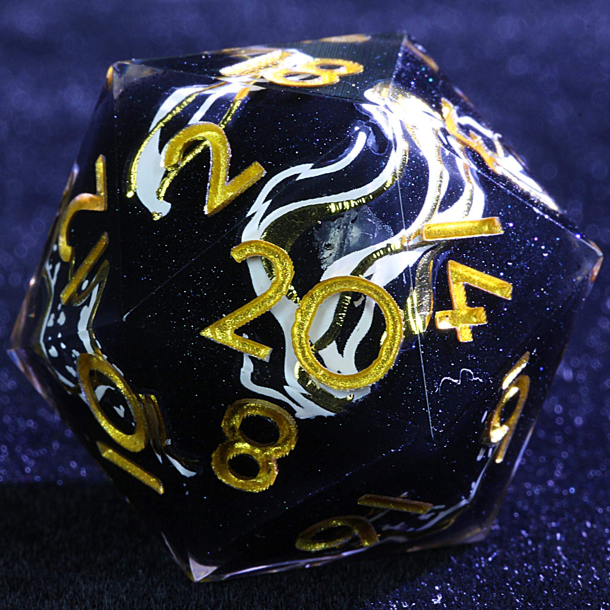 9 Polyhedral Resin DD Sets Dice Obsidian Ribbon Oath - Image 2