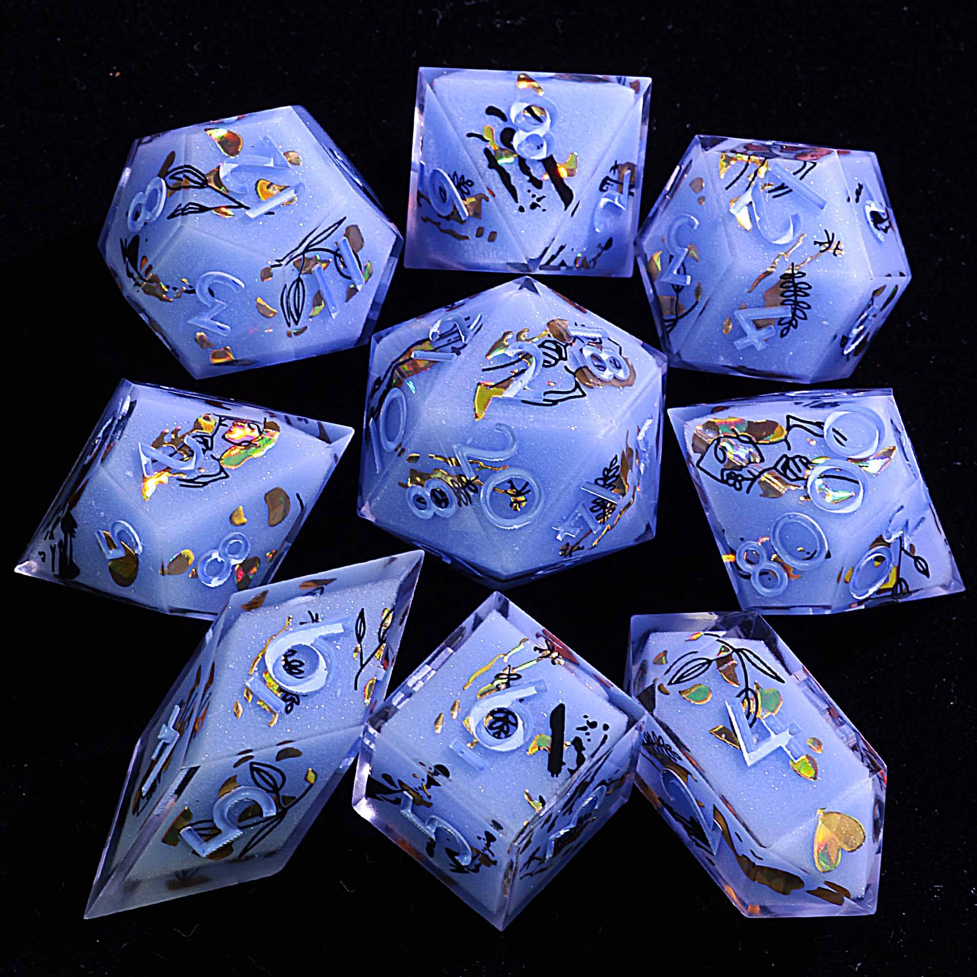 9 Polyhedral Resin Dice D and D Sets Siren's Glyph Mirage