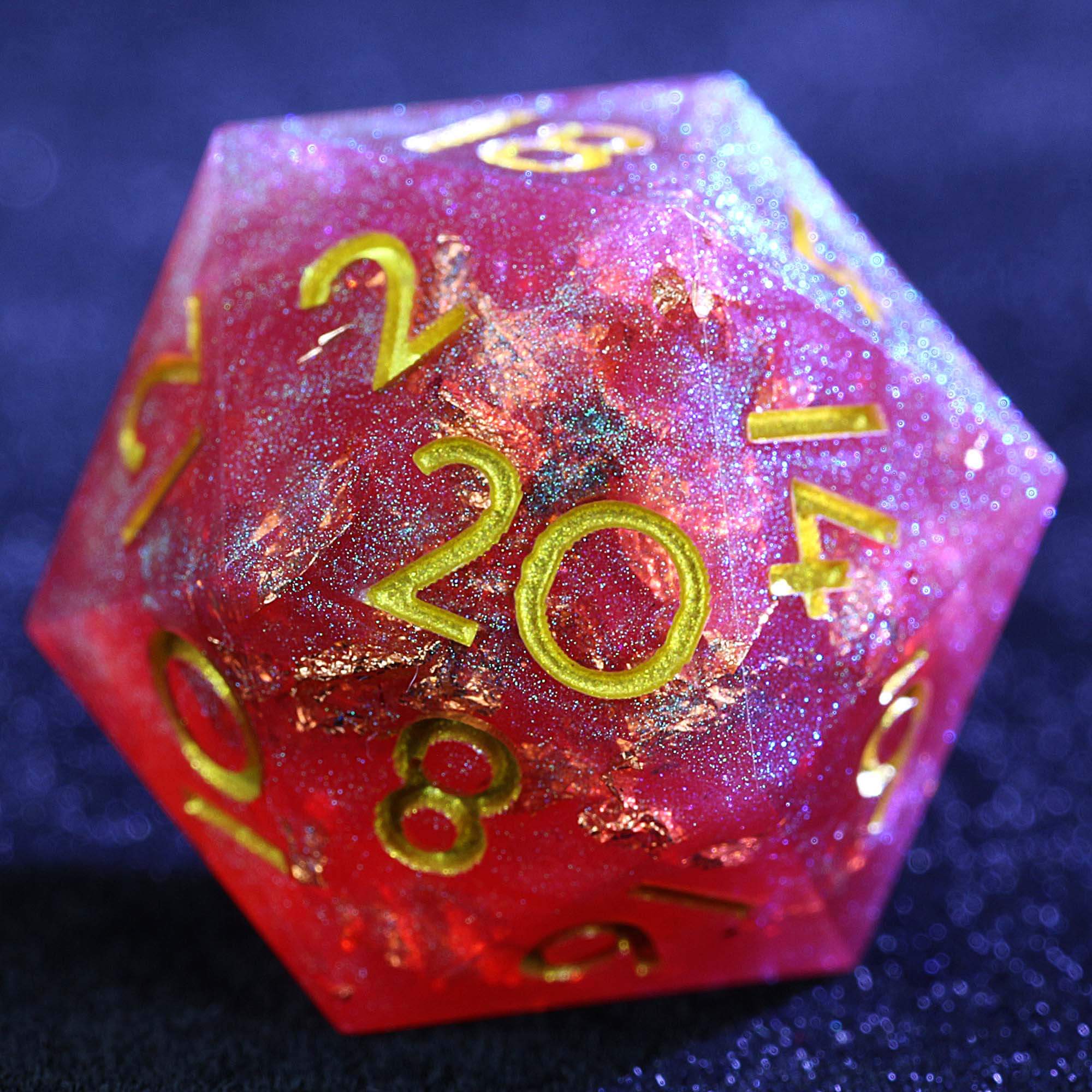 9 Polyhedral Resin Dice DD Sets Red Holographic with Gold Flake - Image 2