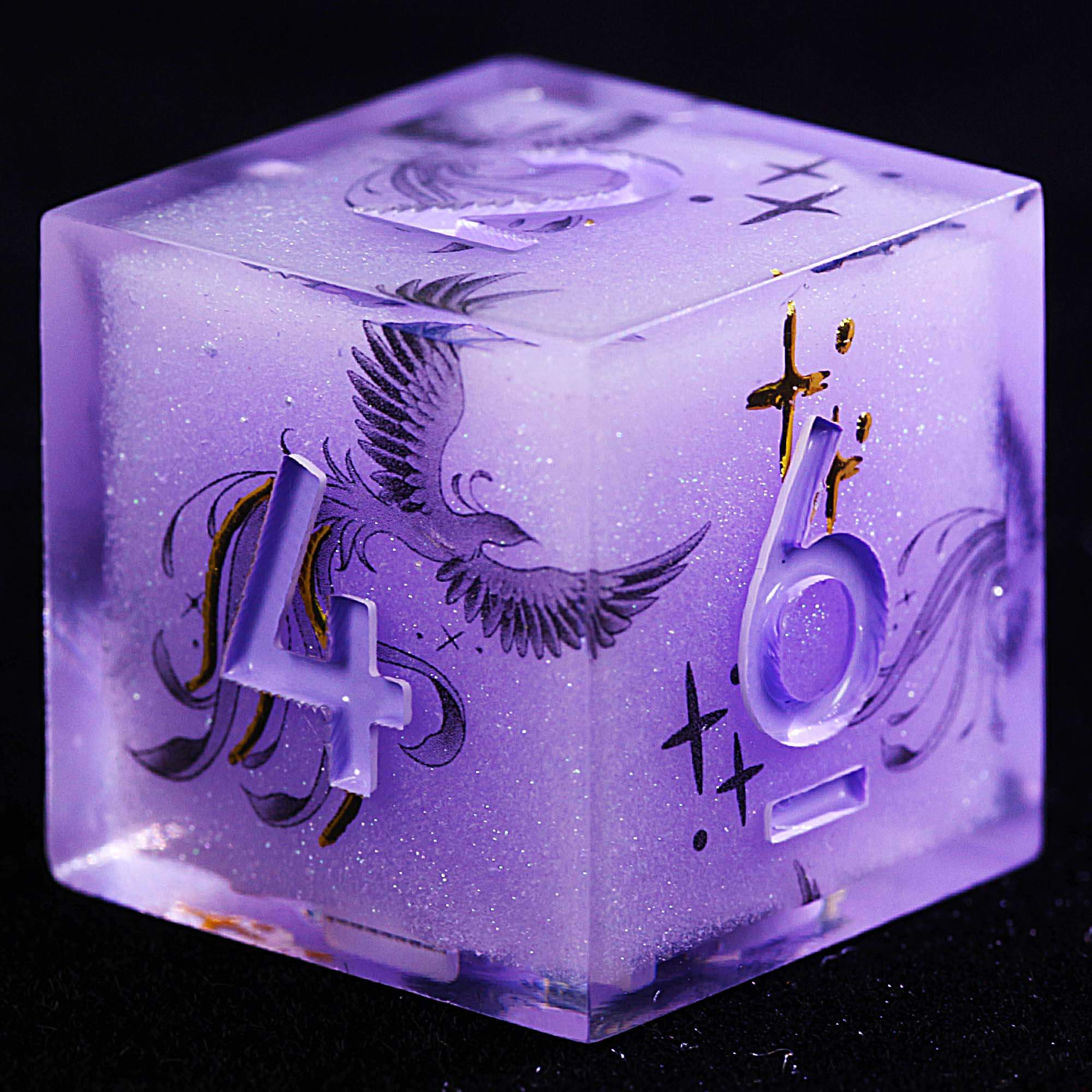 9 Polyhedral Resin Dice DnD Set Violet Phoenix Oath - Image 3