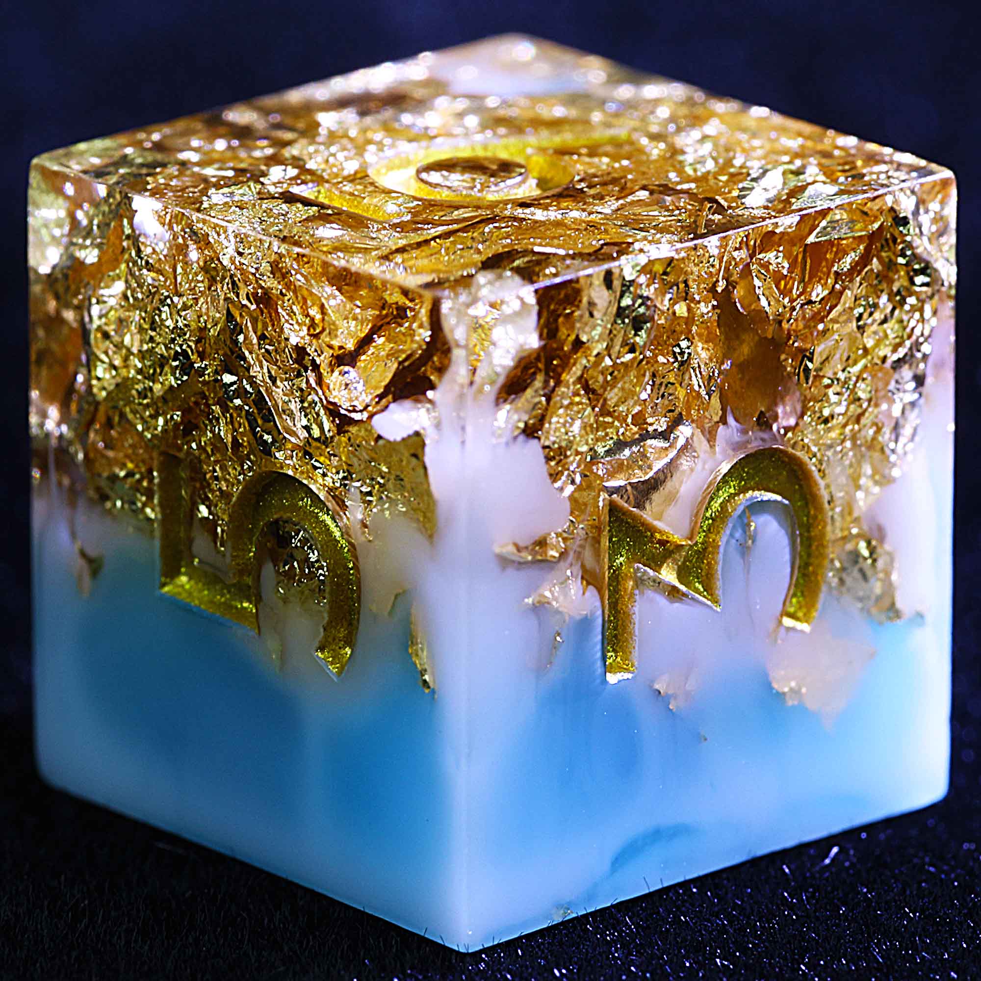 9 Polyhedral Resin Dice Set D and D Azure & Rosegold Oath - Image 3