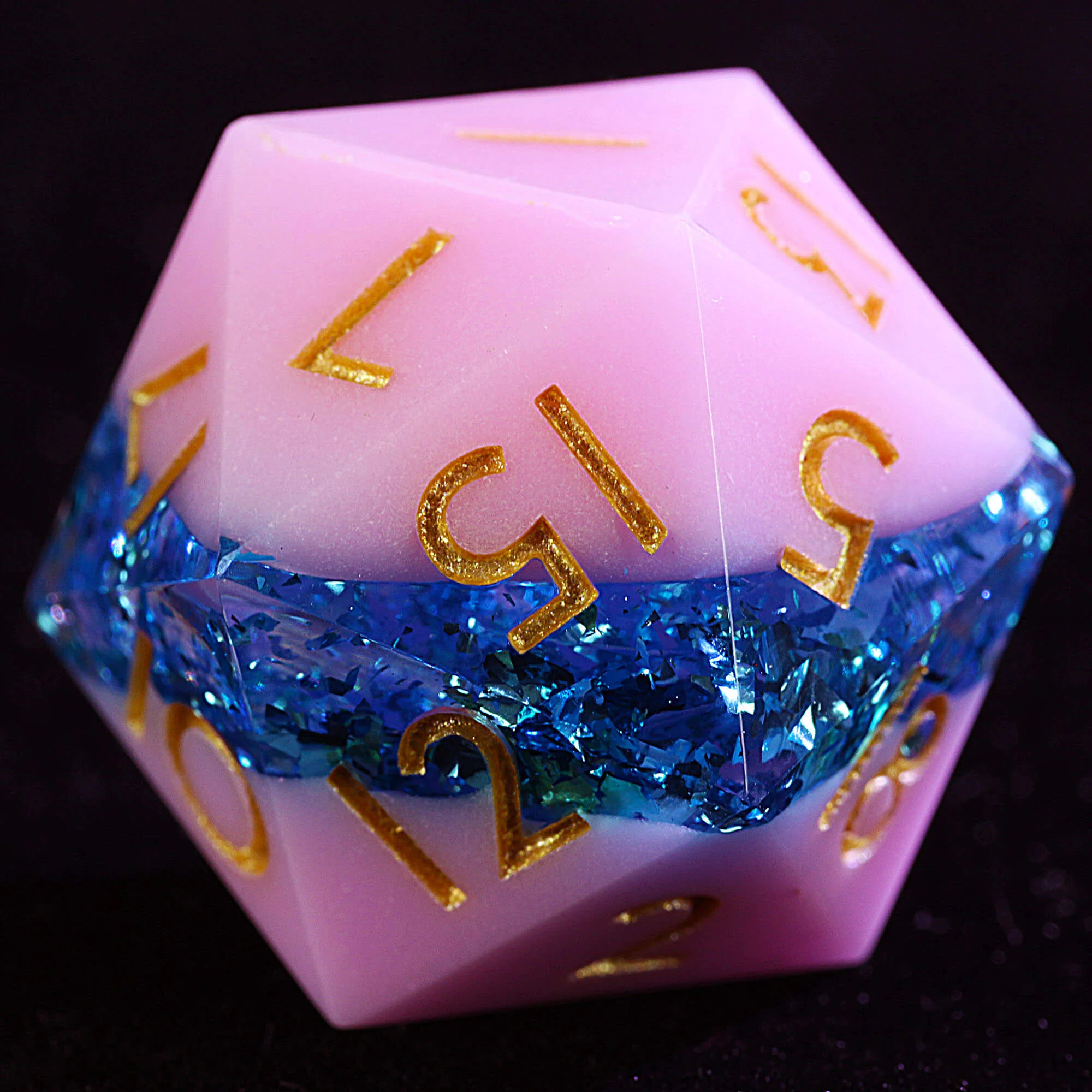 9 Polyhedral Resin DnD Set of Dice Sweetheart Sea Foil - Image 3