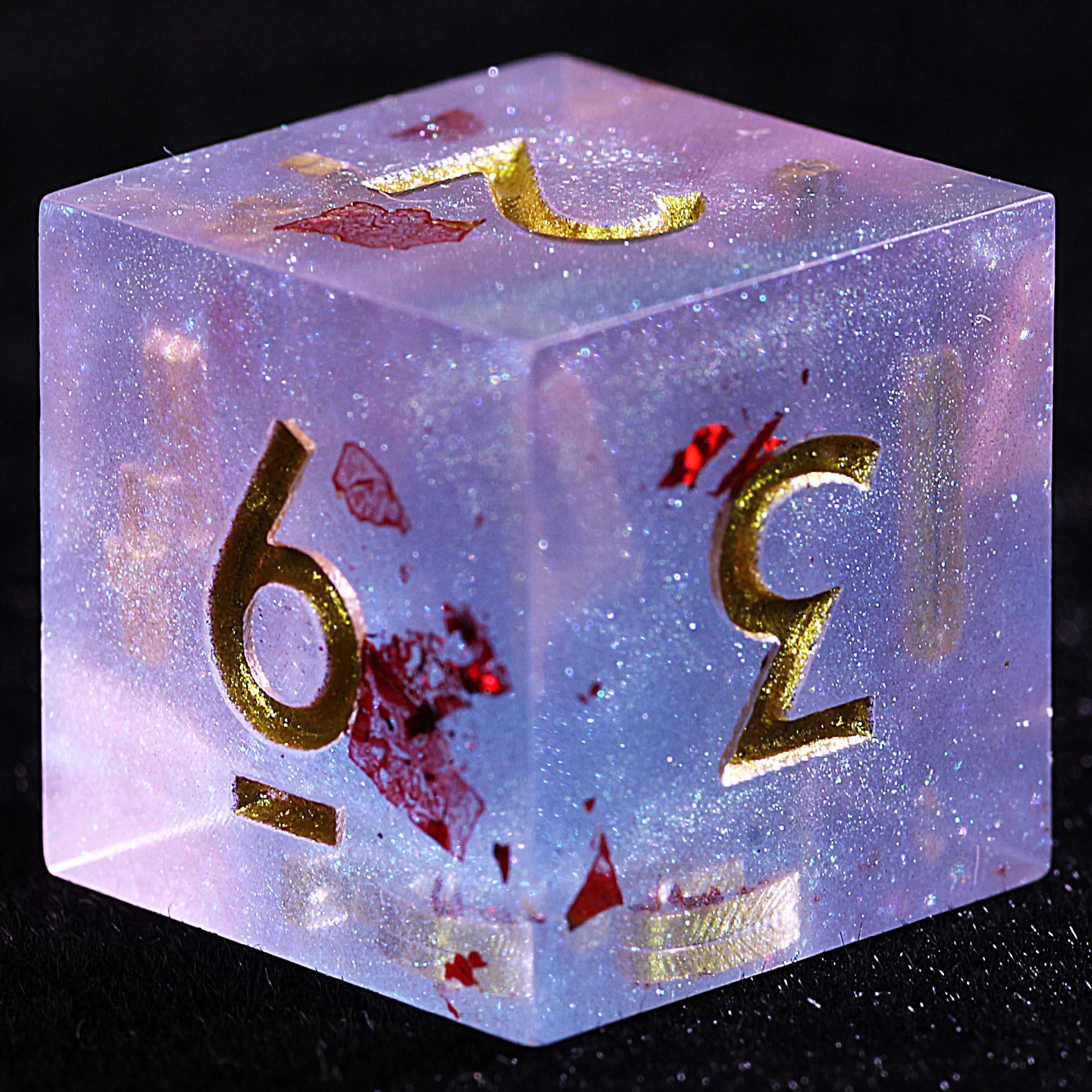 9 Polyhedral Resin DnD Sets of Dice Swirl with Red Gold Foil - Image 3