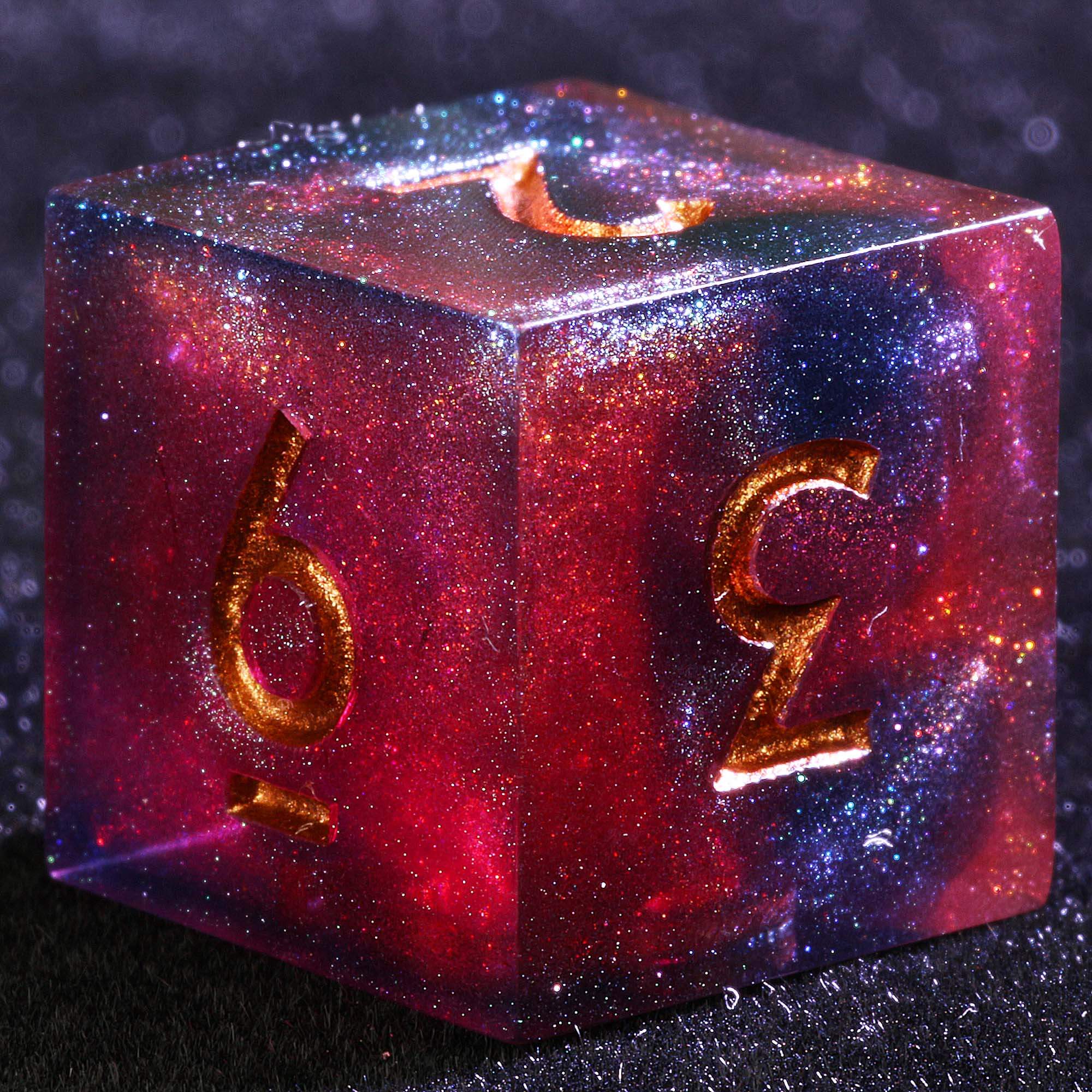 9 Polyhedral Resin Set Dice D and D Abyssal Aurora Blood Oath - Image 3