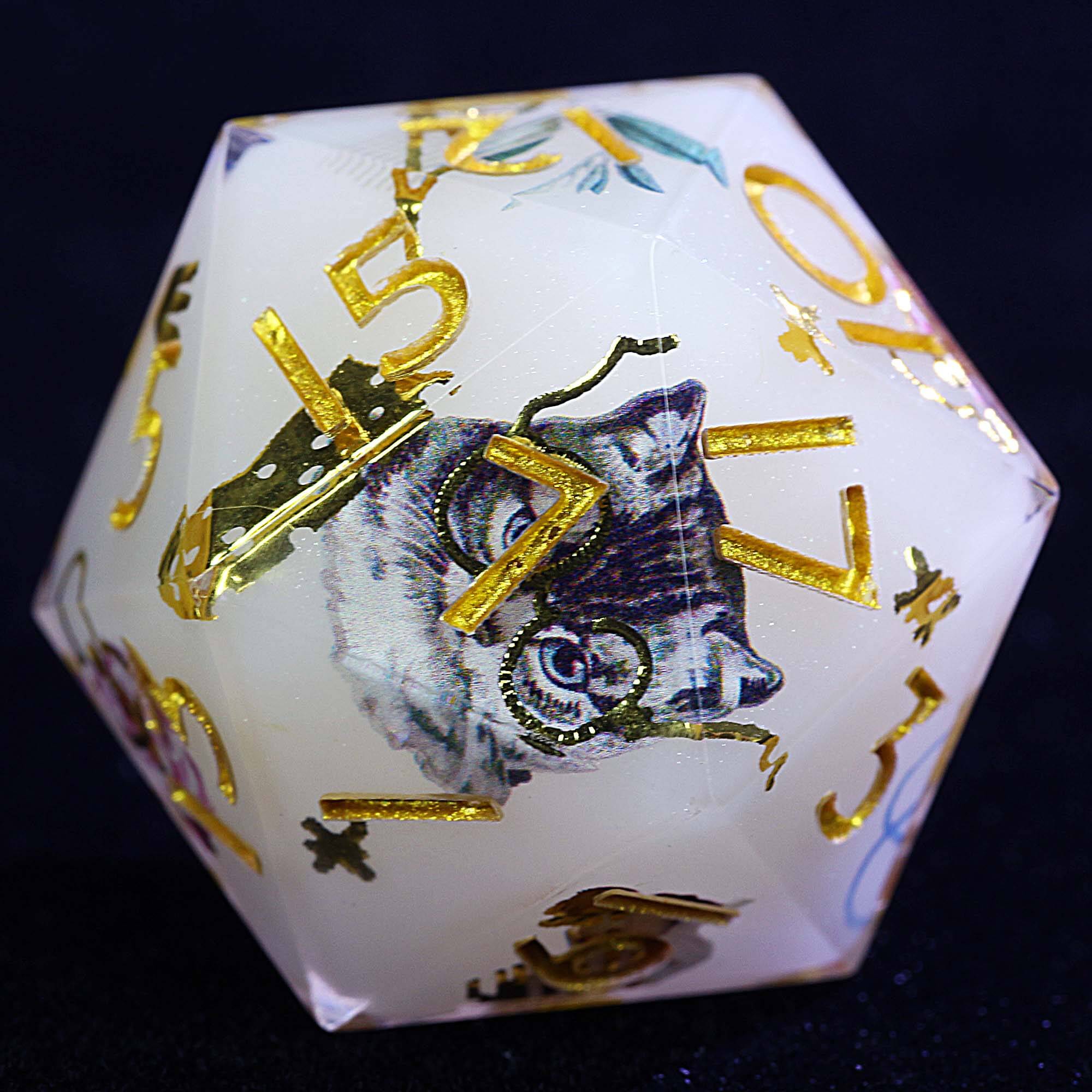 9 Polyhedral Resin Set of D and D Dice Gilded Whisker Floral - Image 2